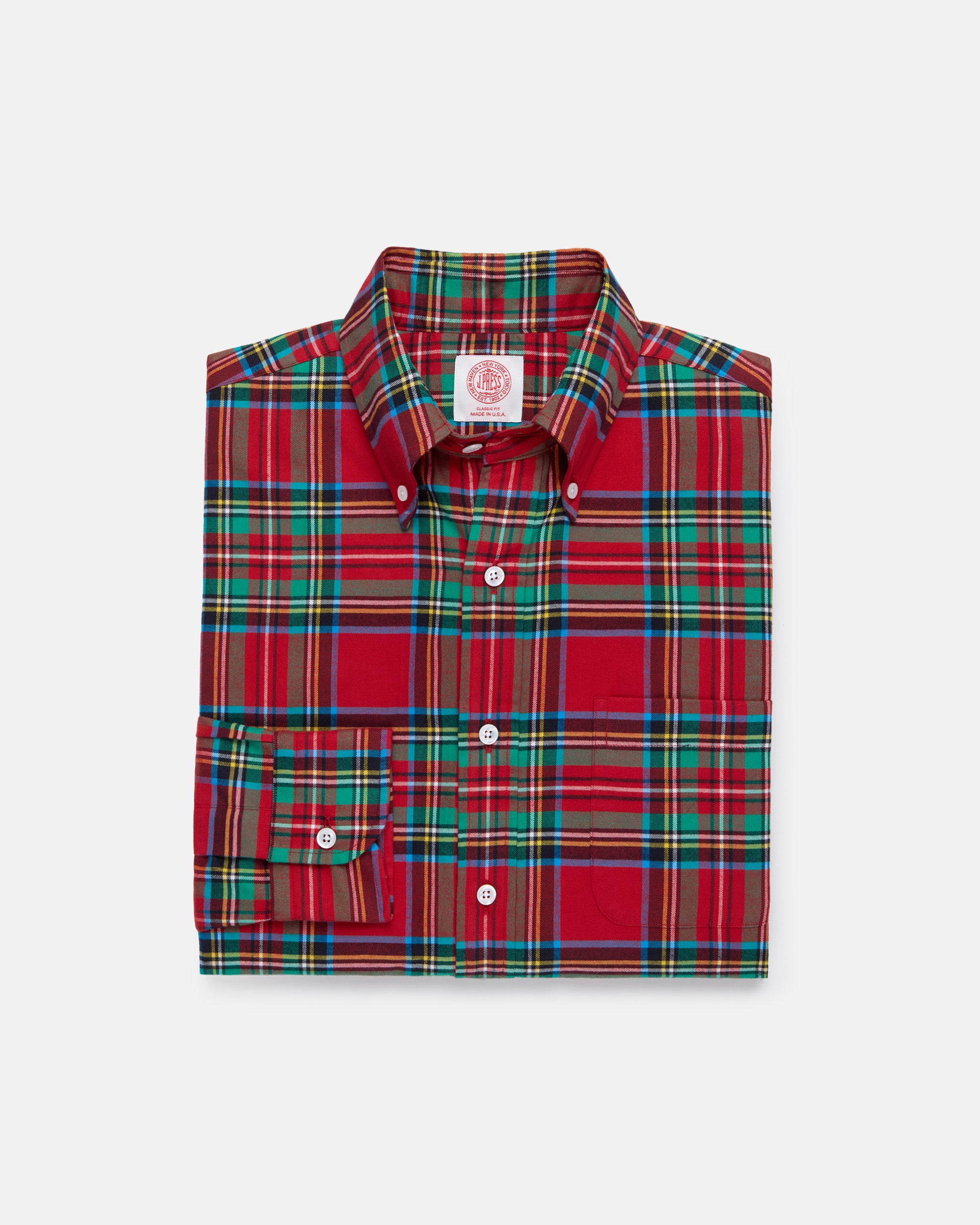 Made-in-USA Royal Stewart Tartan Flannel Sport Shirt - Classic Fit