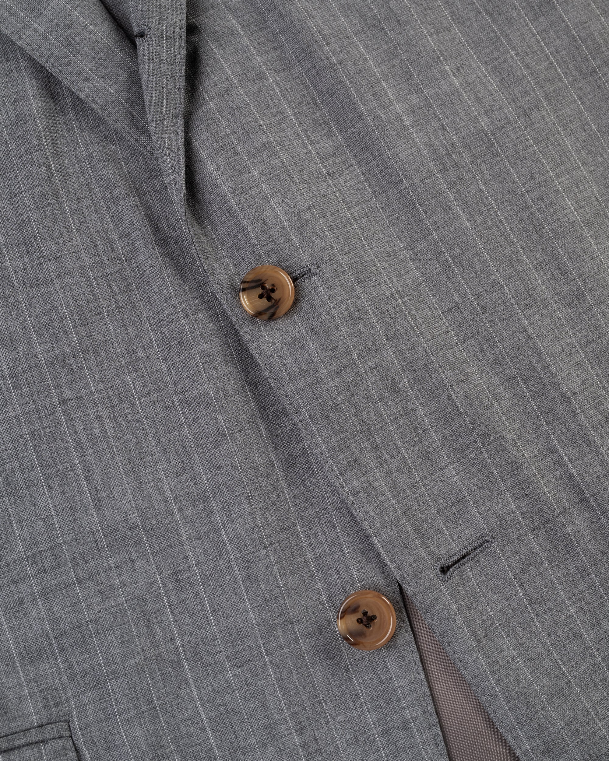 Made-in-USA Fox Brothers Light Grey Bead Stripe Suit