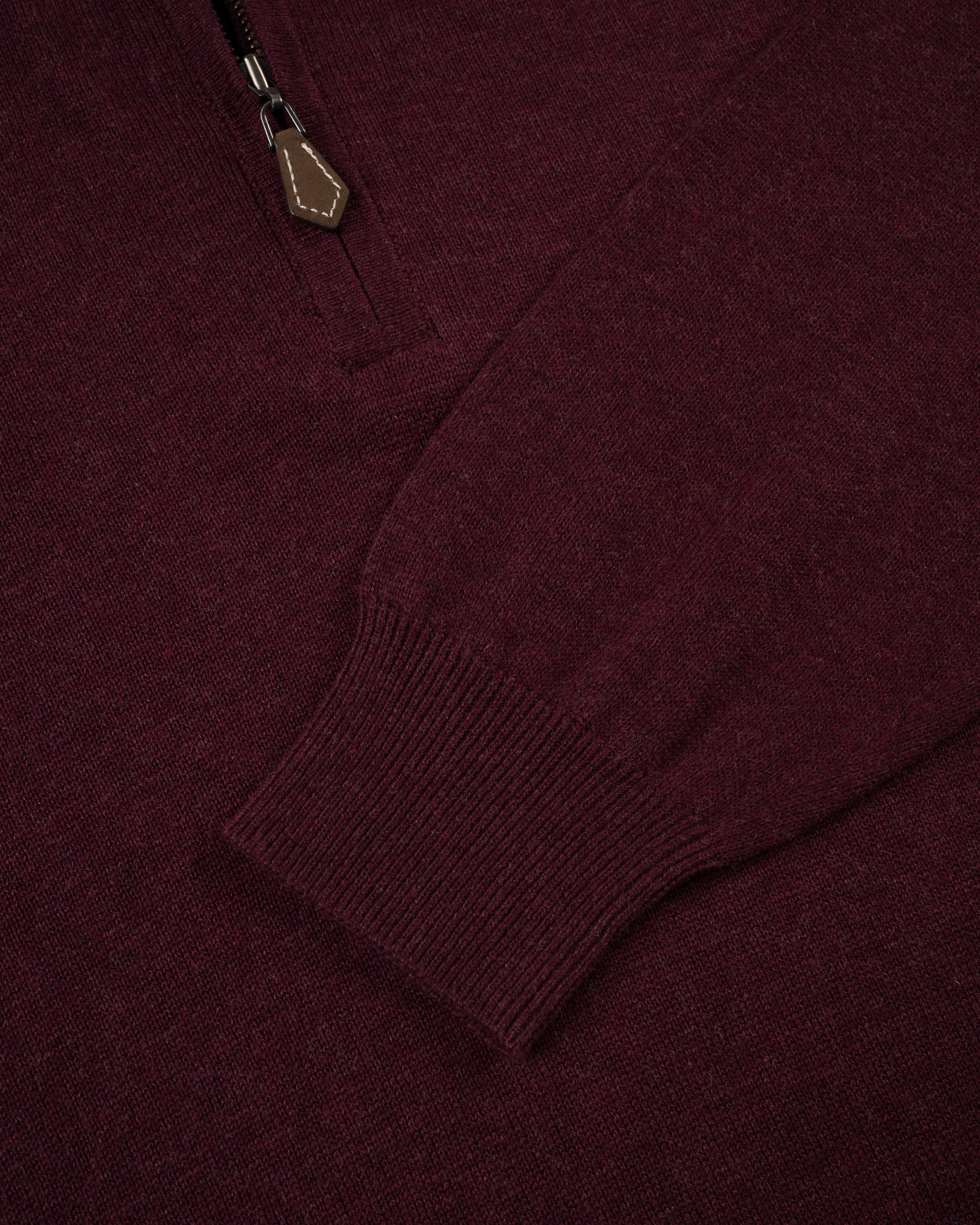 Burgundy Cotton-Cashmere Quarter-Zip Sweater