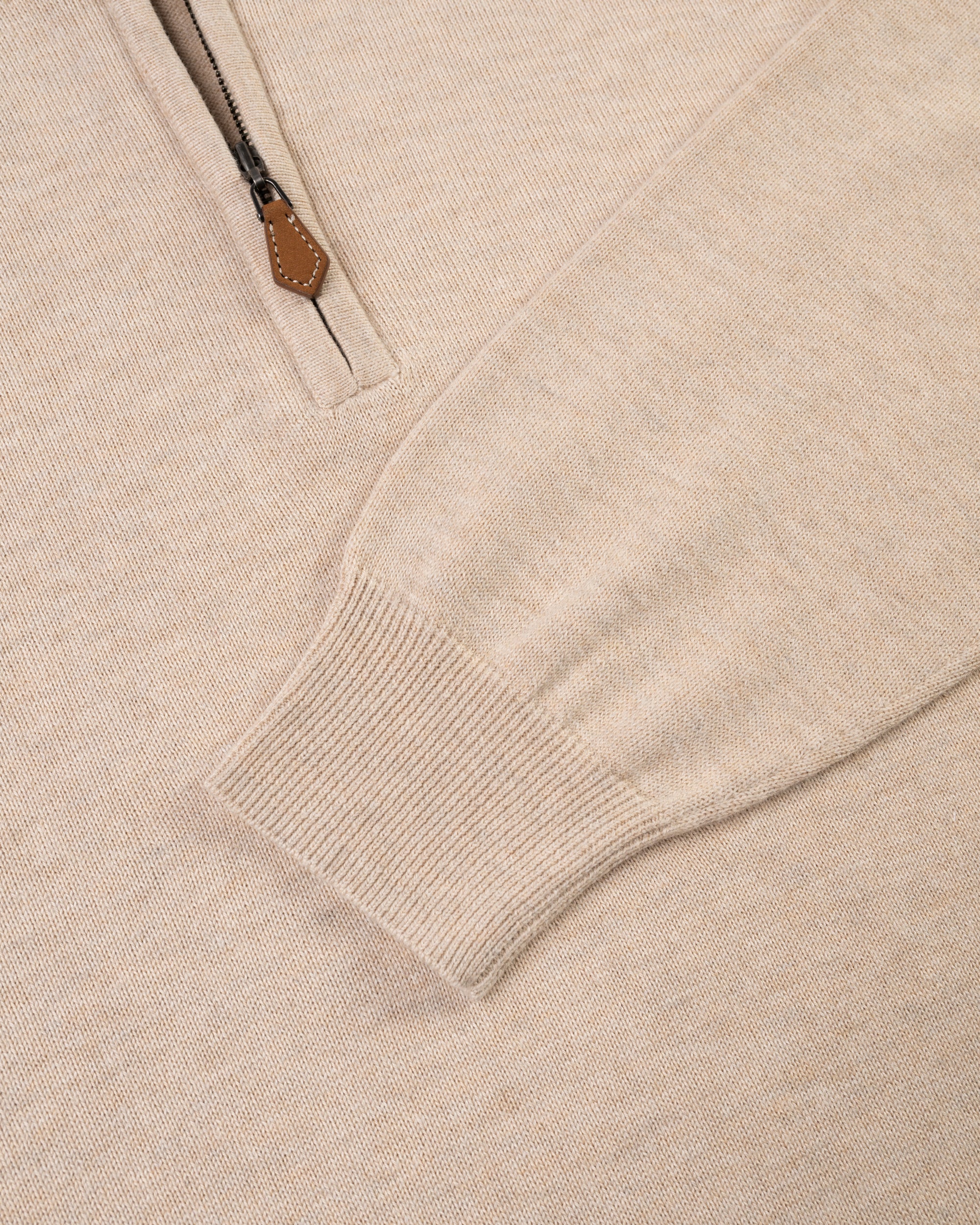 Natural Cotton-Cashmere Quarter-Zip Sweater