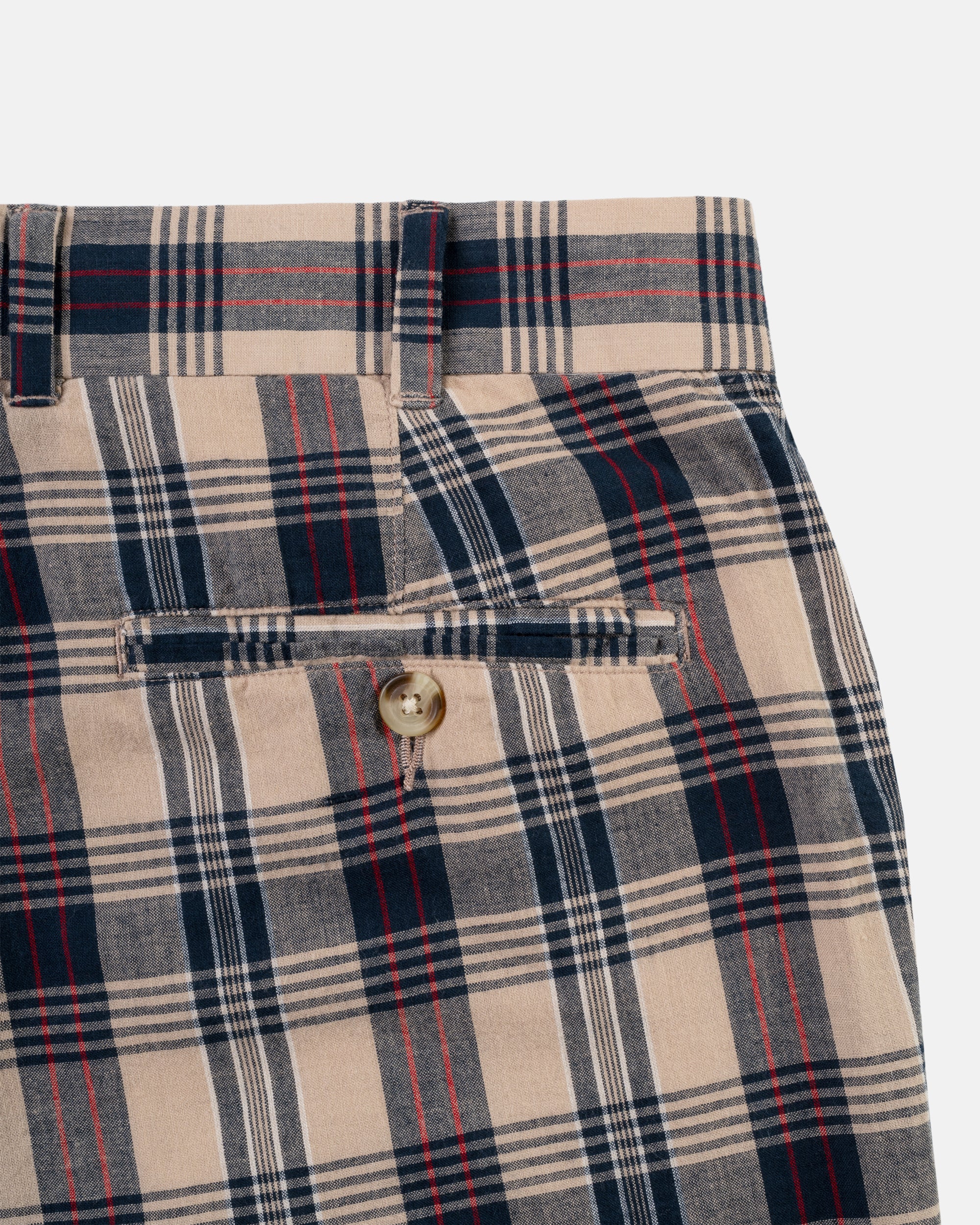 Tan & Navy Madras Trousers- Trim Fit