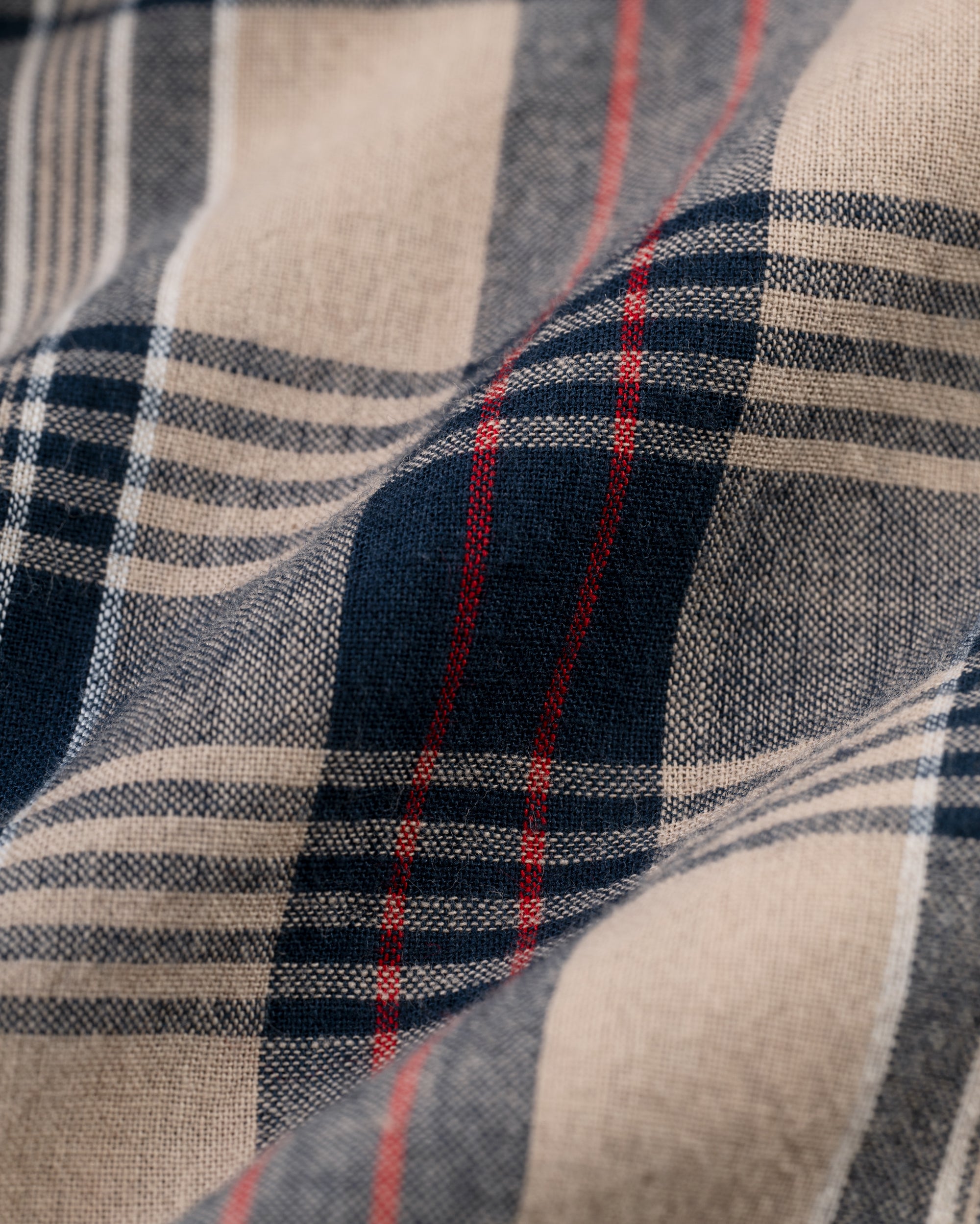 Tan & Navy Madras Trousers- Trim Fit