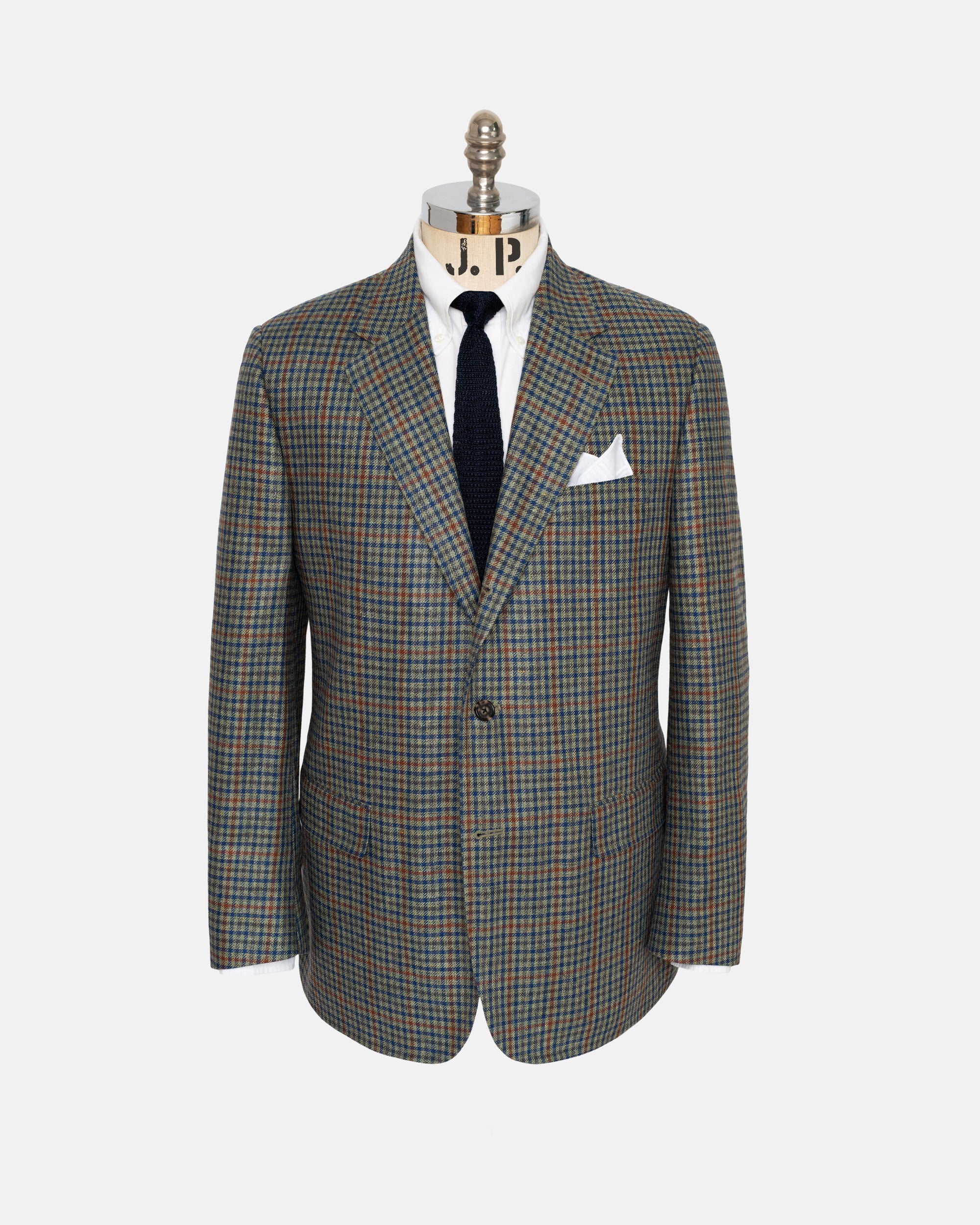 Made-in-Canada Green Check Windowpane Silk Sport Coat