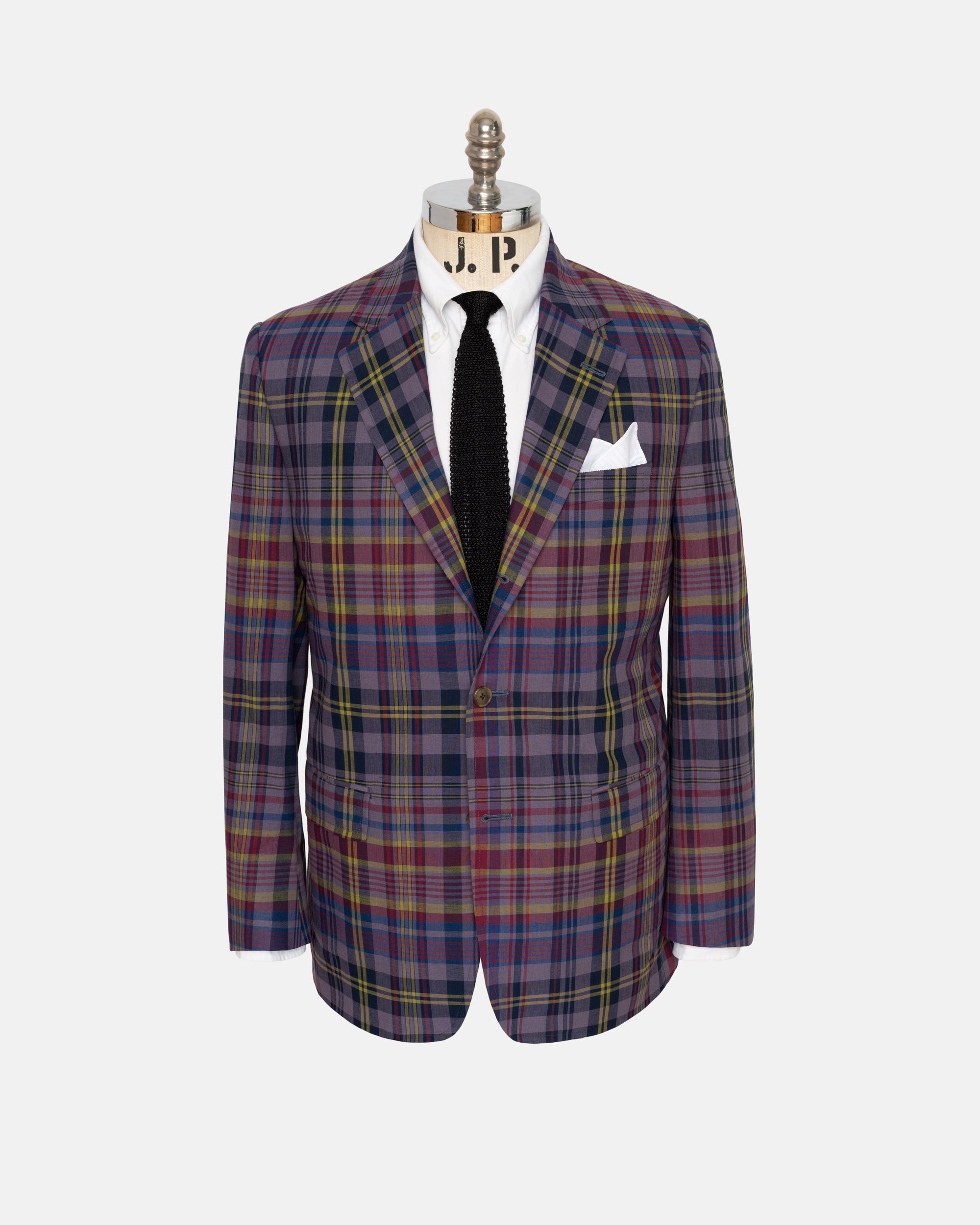 Tea Stained Madras Plaid Sport Coat