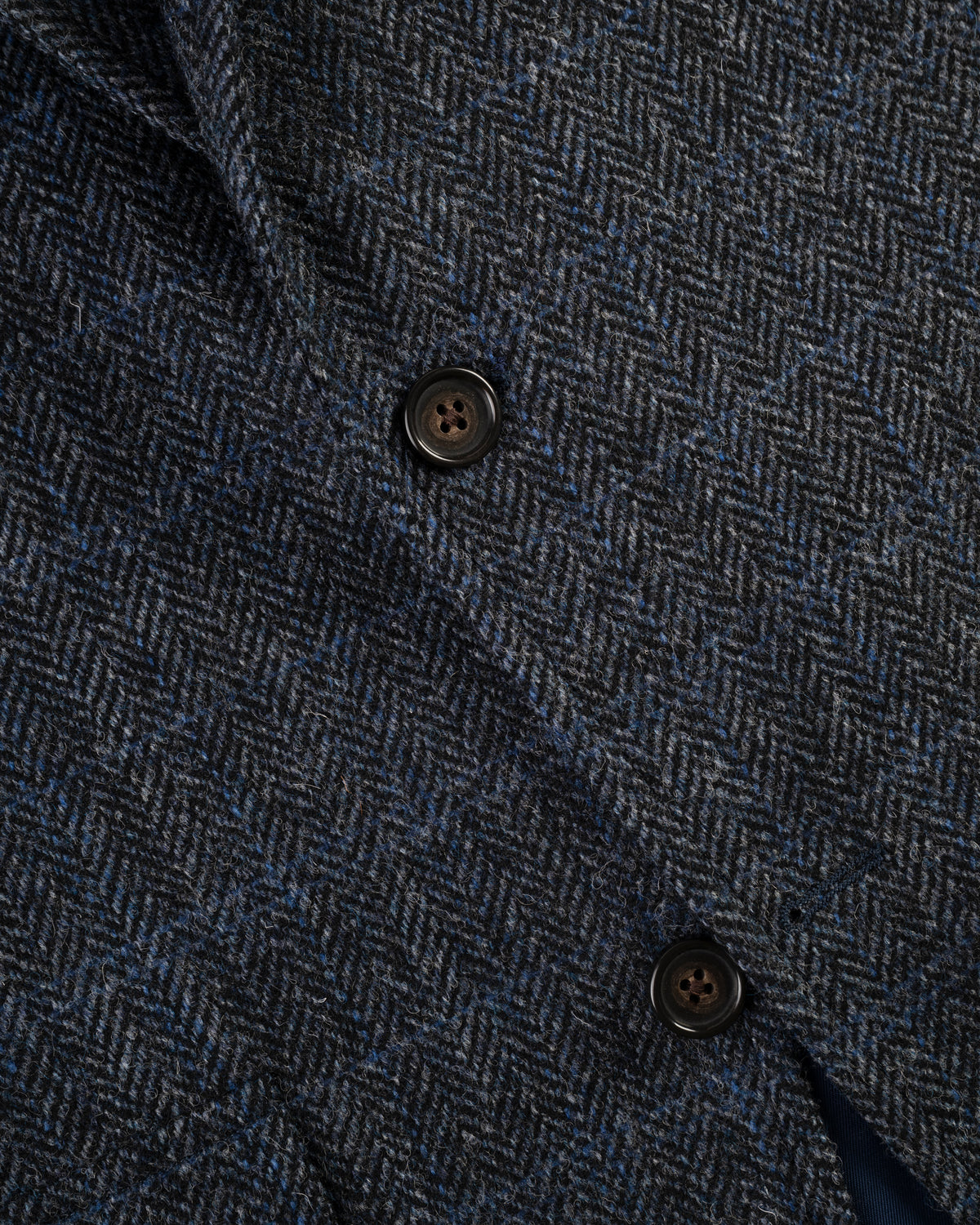 Made-in-USA Blue Herringbone Windowpane Cheviot Tweed Sport Coat