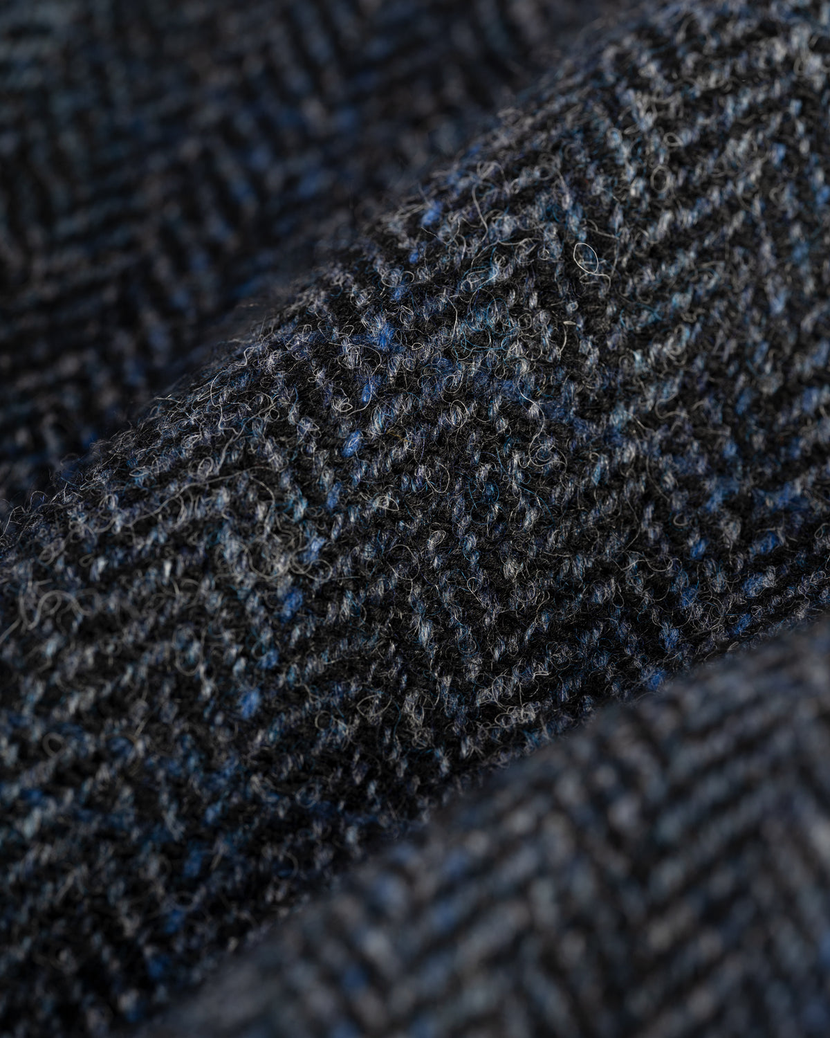 Made-in-USA Blue Herringbone Windowpane Cheviot Tweed Sport Coat