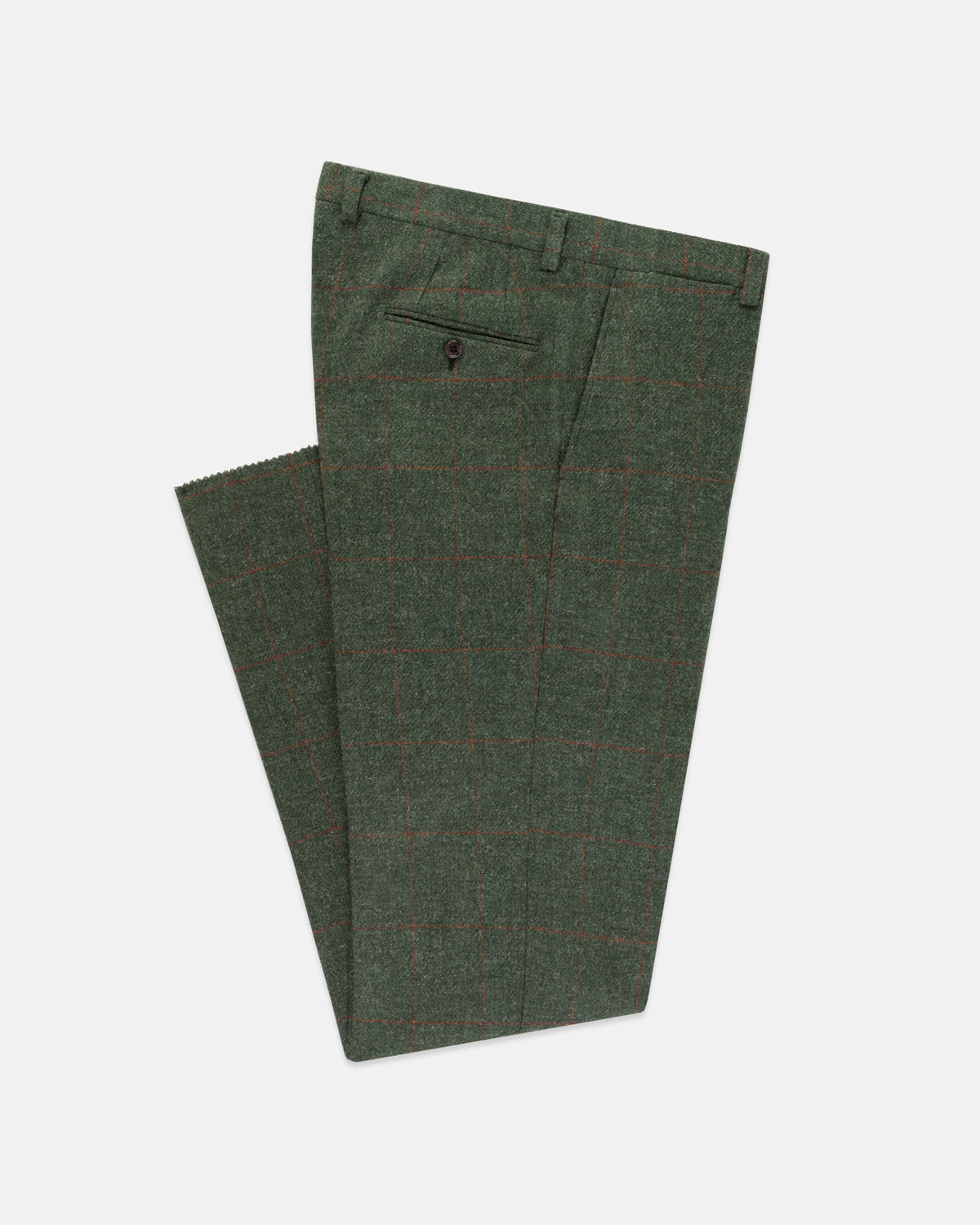 Made-in-USA Olive Windowpane Cheviot Tweed Trouser