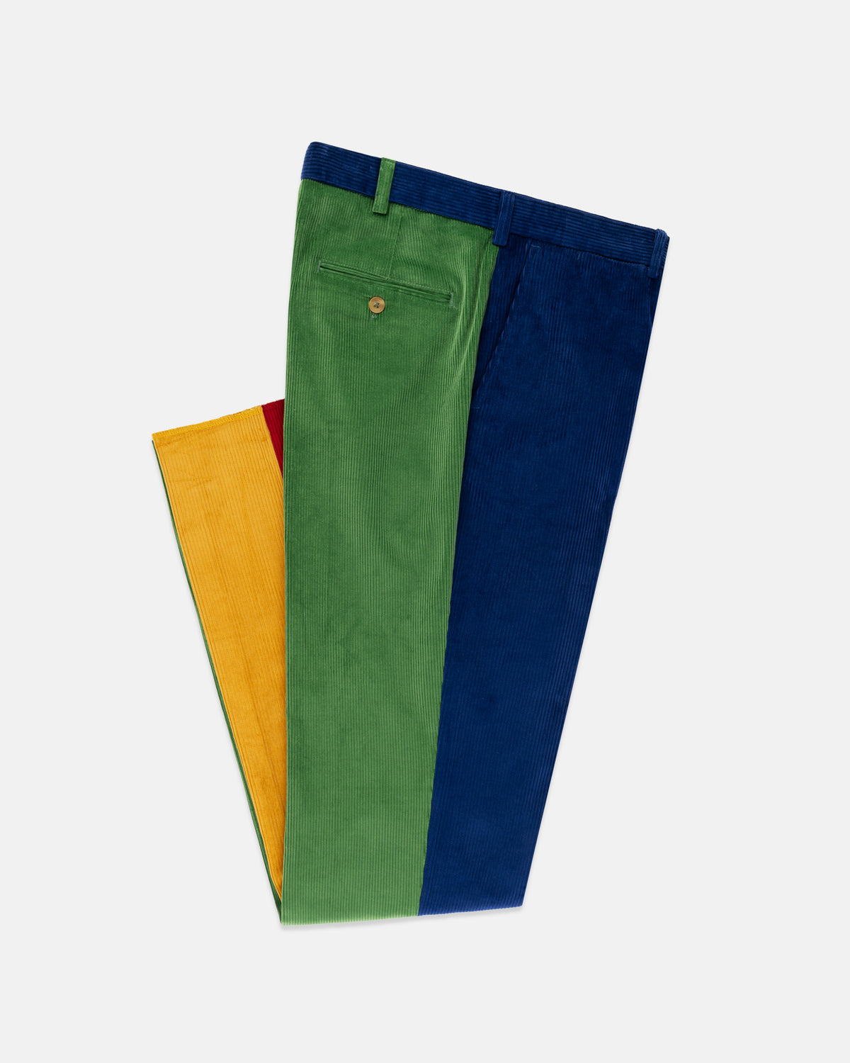 Made-in-USA 4-Panel Colorblock Wide Wale British Corduroy Pant