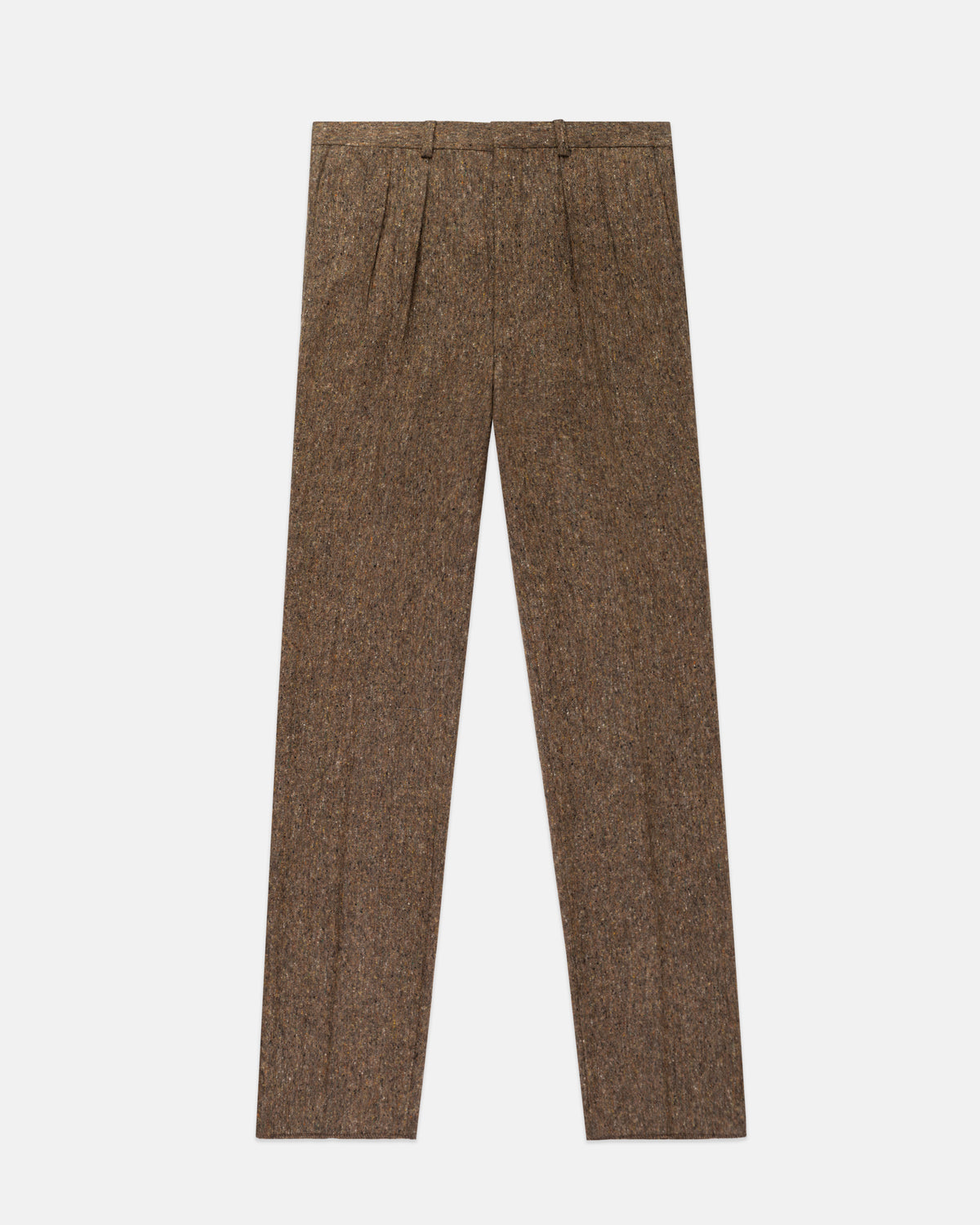 Made-in-Canada Brown Pleated Donegal Tweed Trousers