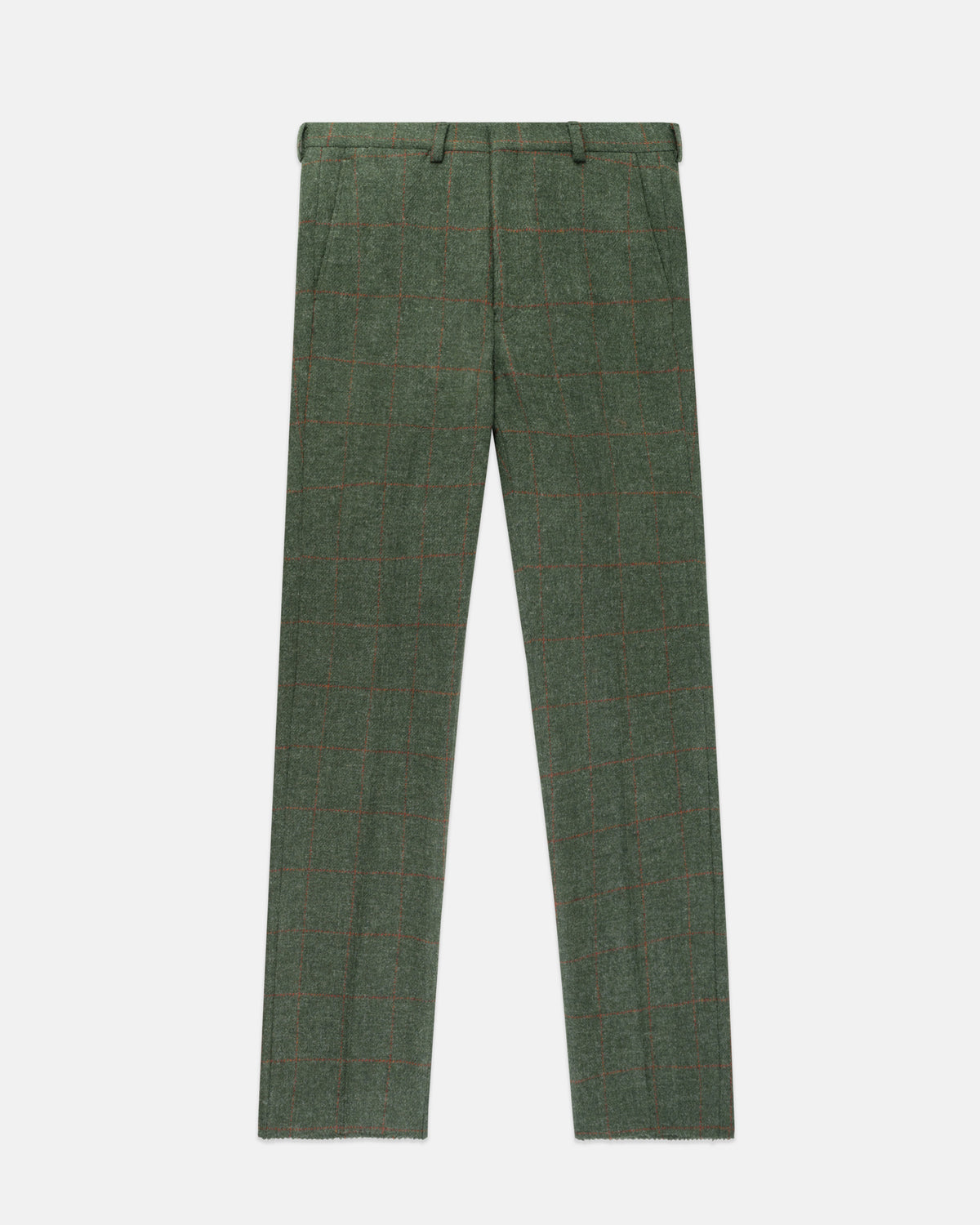 Made-in-USA Olive Windowpane Cheviot Tweed Trouser
