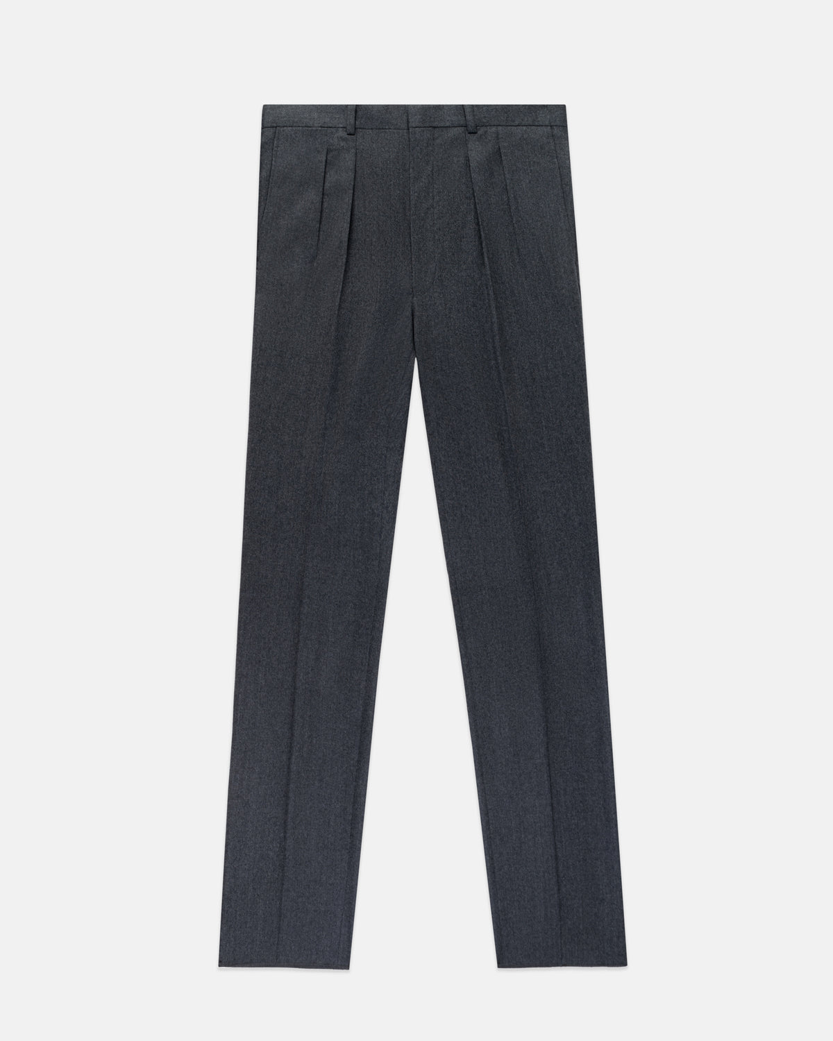 Made-in-Canada Charcoal Wool Flannel Pleated Trouser