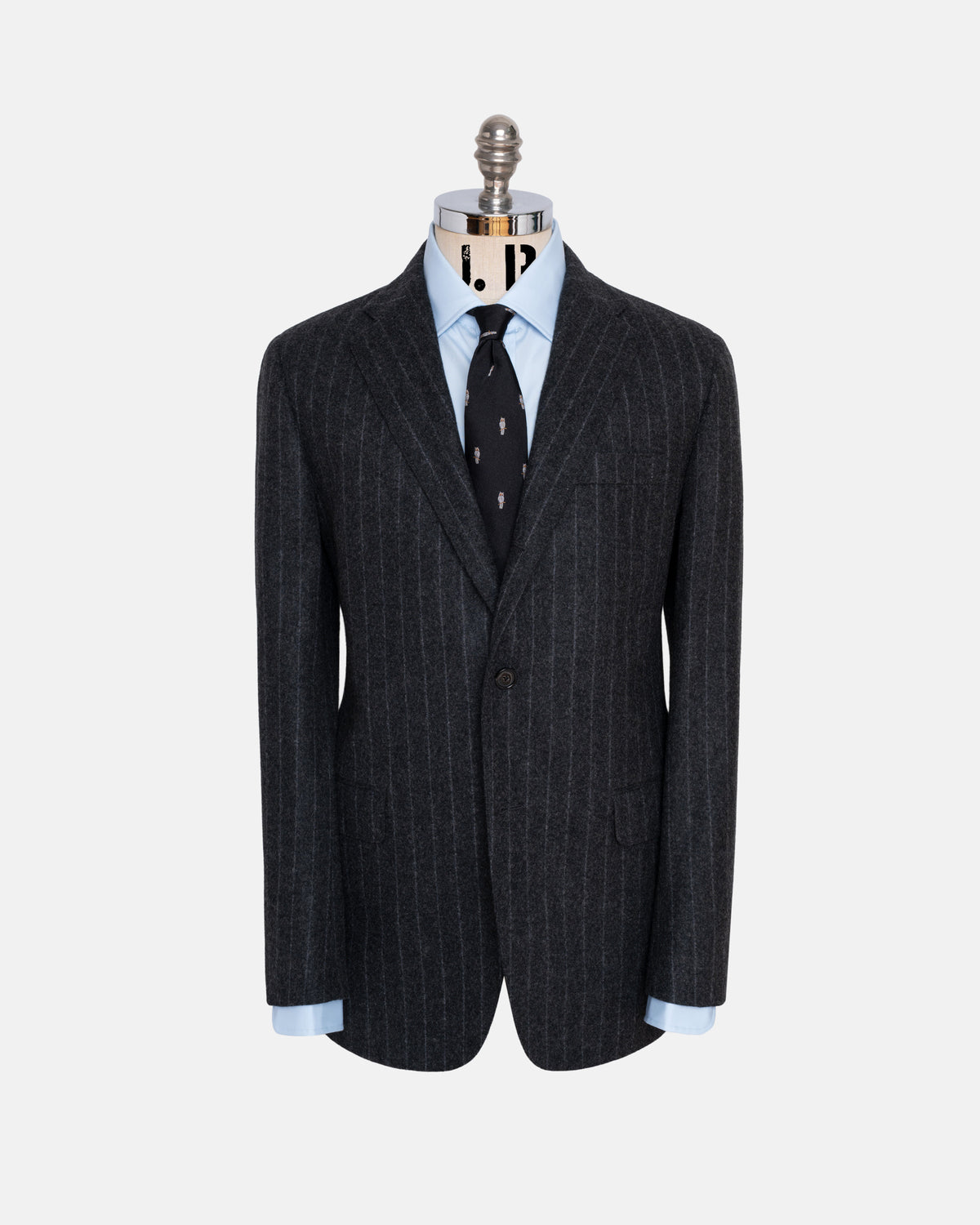 Made-in-USA Charcoal Chalkstripe Fox Flannel Ivy Model Suit