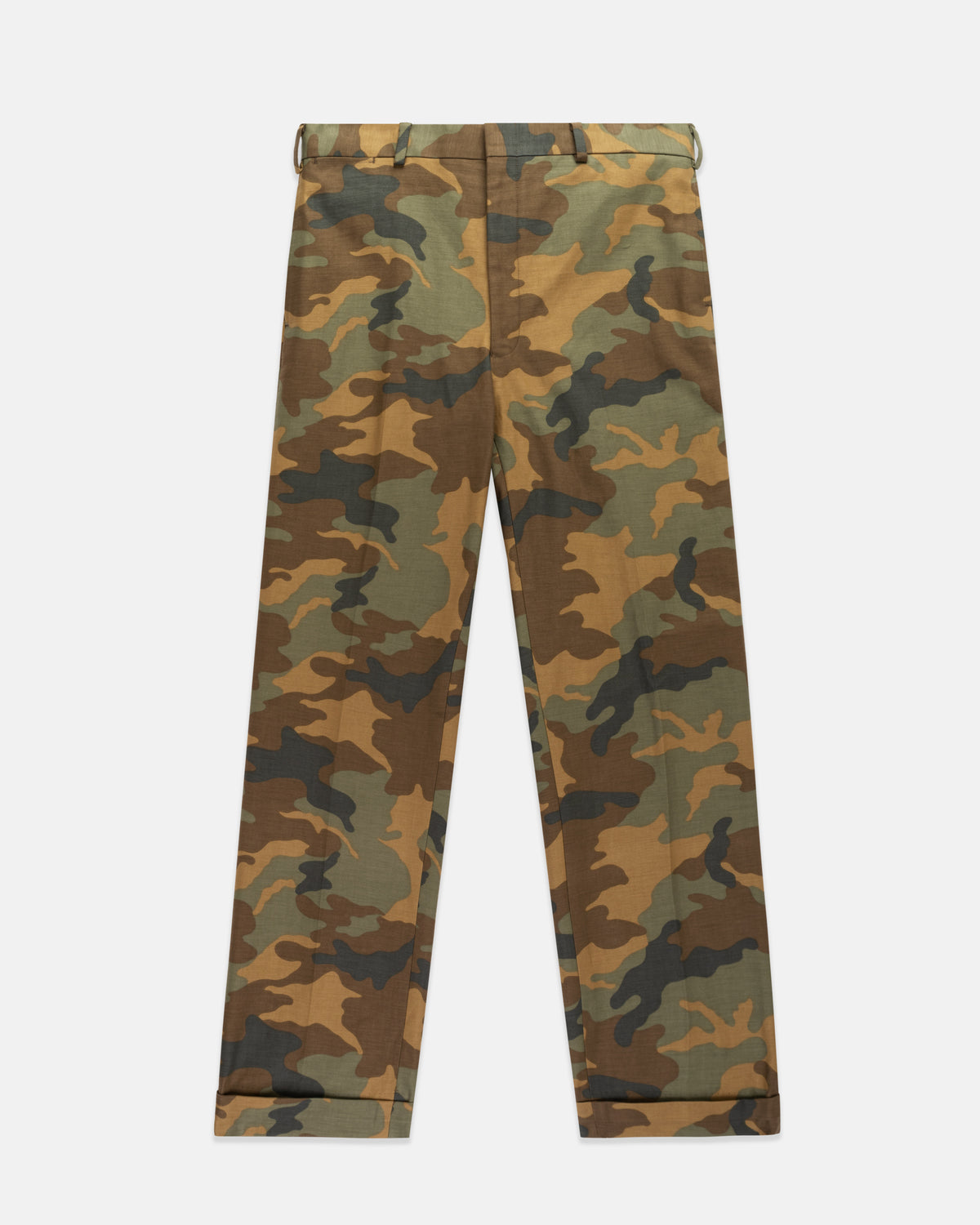 Camo Buckle-Back Cotton Twill Pant