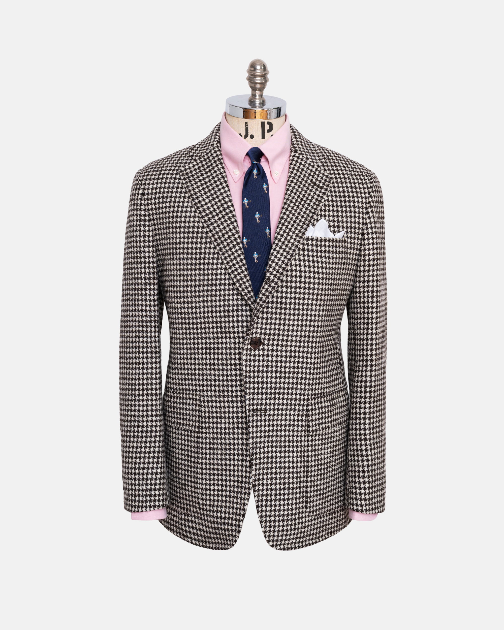 Made-in-USA Black & White Check Cheviot Tweed Sport Coat