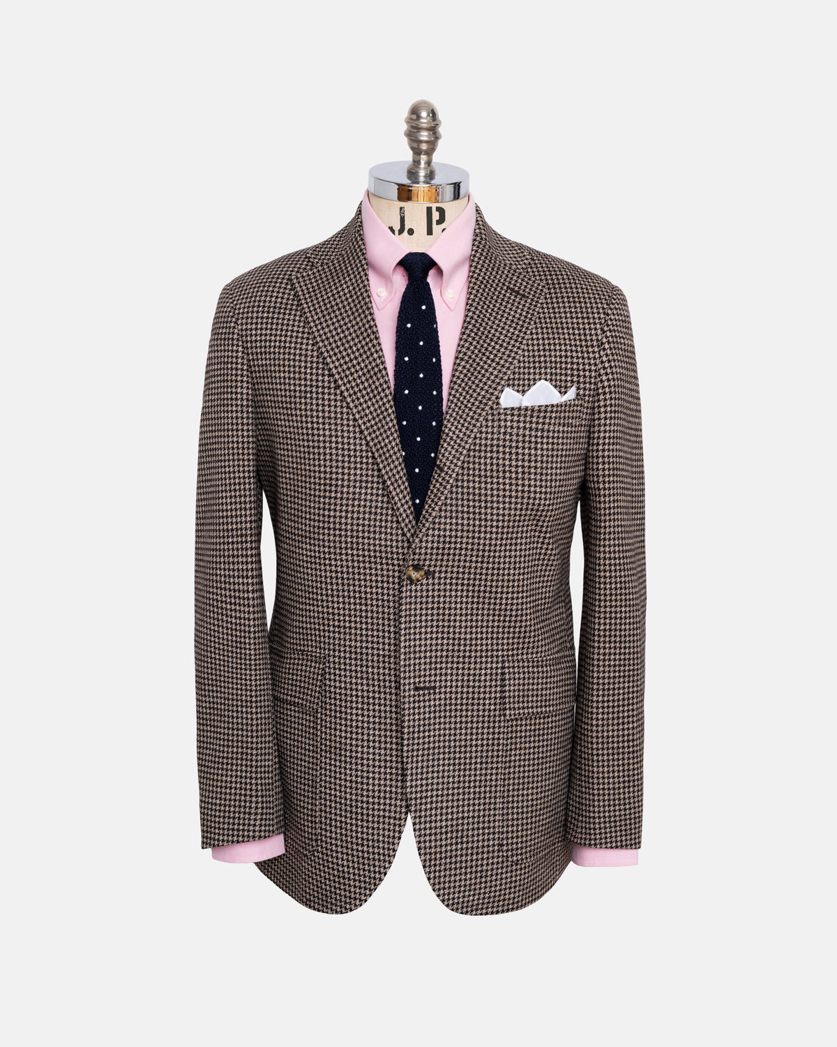 Brown & Tan Houndstooth Knit Sport Coat