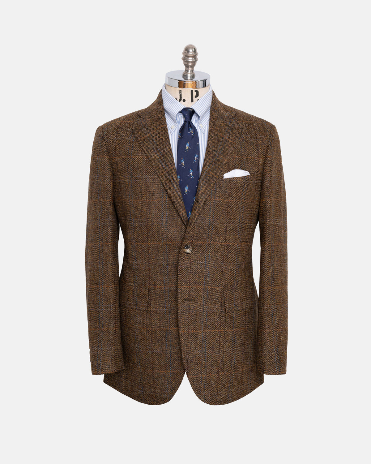 Brown Barleycorn Windowpane Shetland Wool Sport Coat
