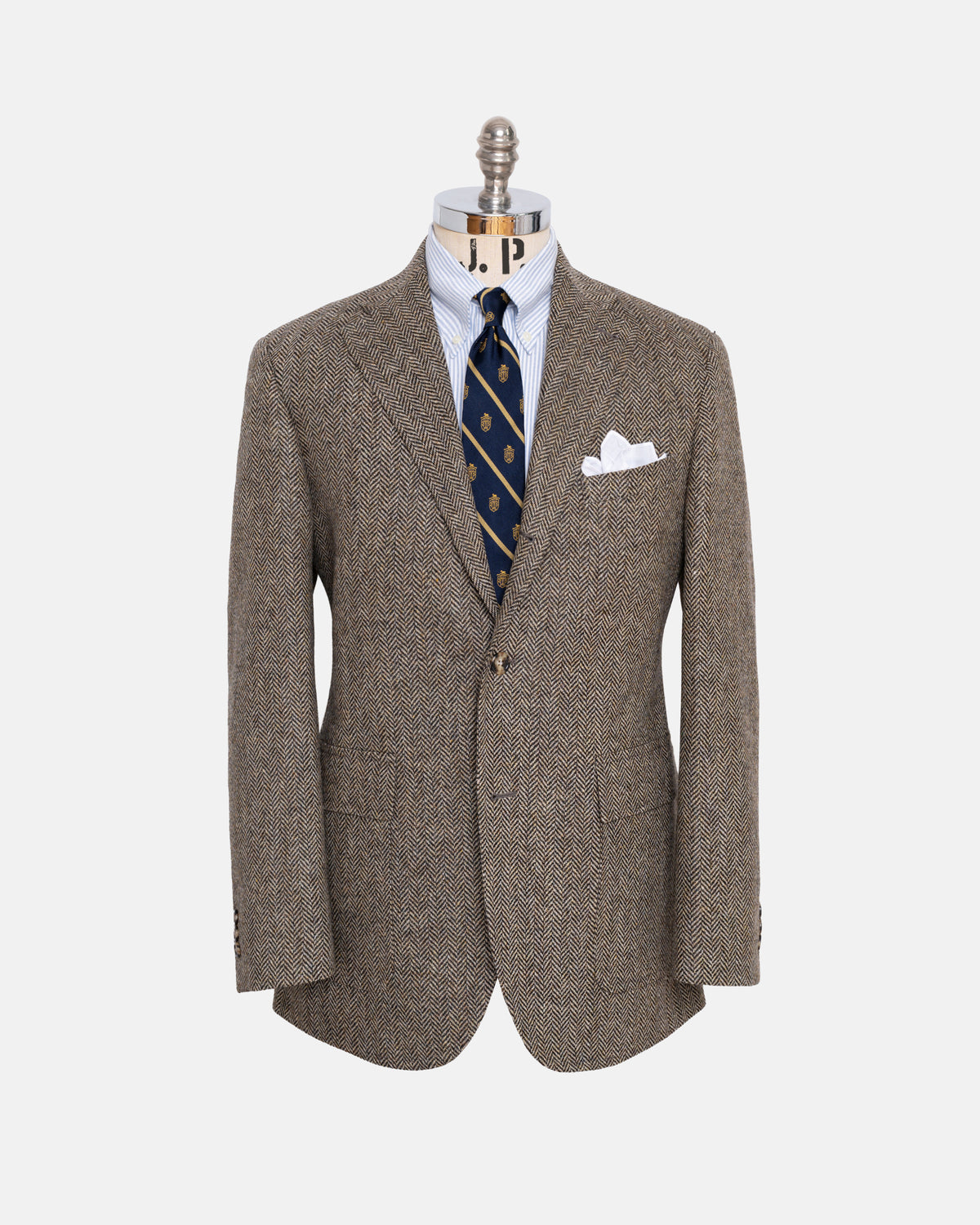 Tan Herringbone Shetland Wool Sport Coat