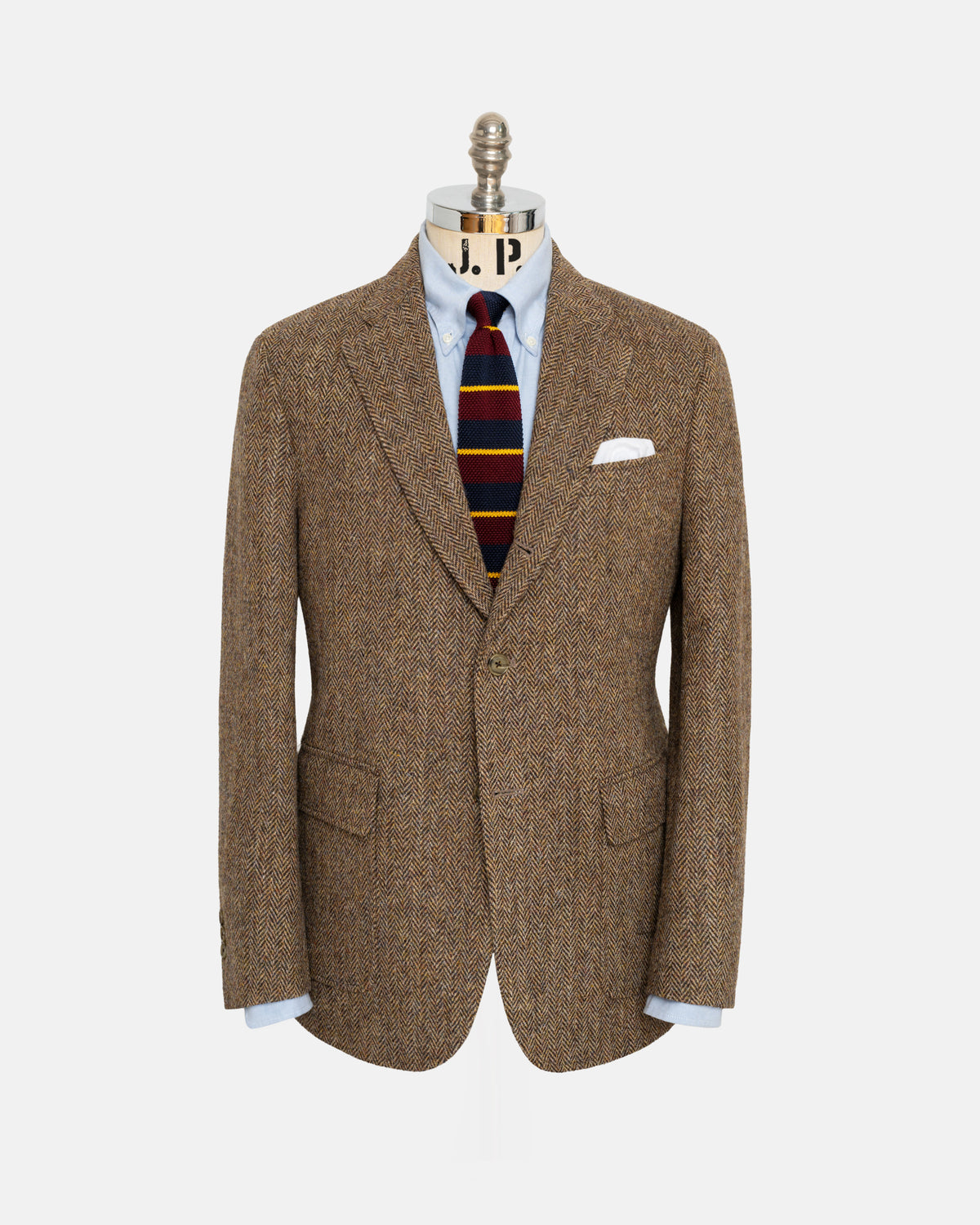 Made-in-Canada Light Brown Herringbone Harris Tweed Sport Coat