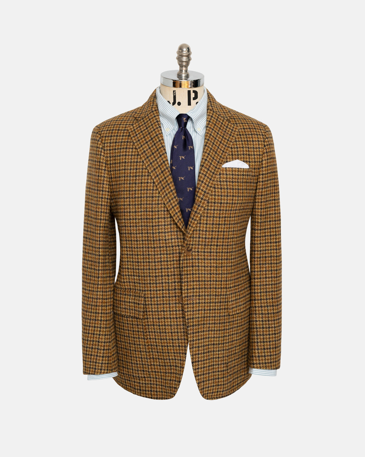 Made-in-USA Brown & Rust Check Cheviot Tweed Sport Coat