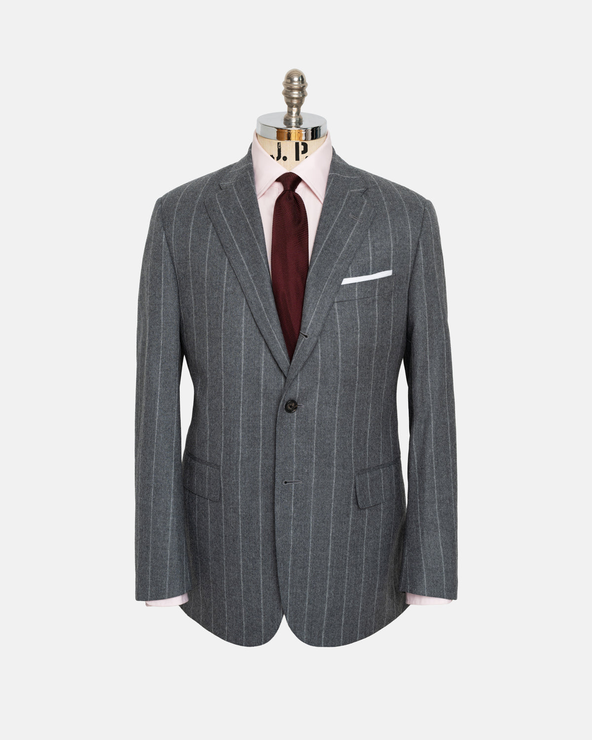 Made-in-Canada Light Grey Chalkstripe Wool Flannel 1902 Model Suit
