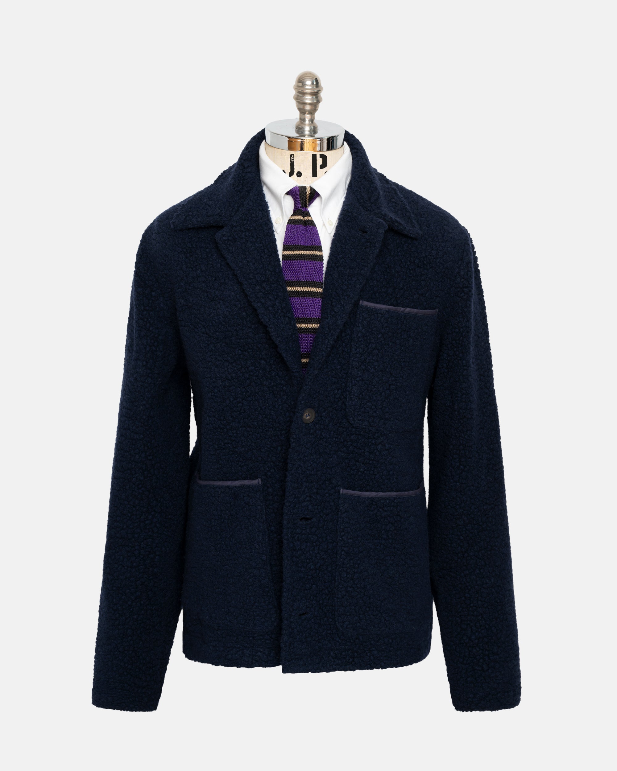 Armor-Lux Navy Sherpa Fleece Chore Jacket