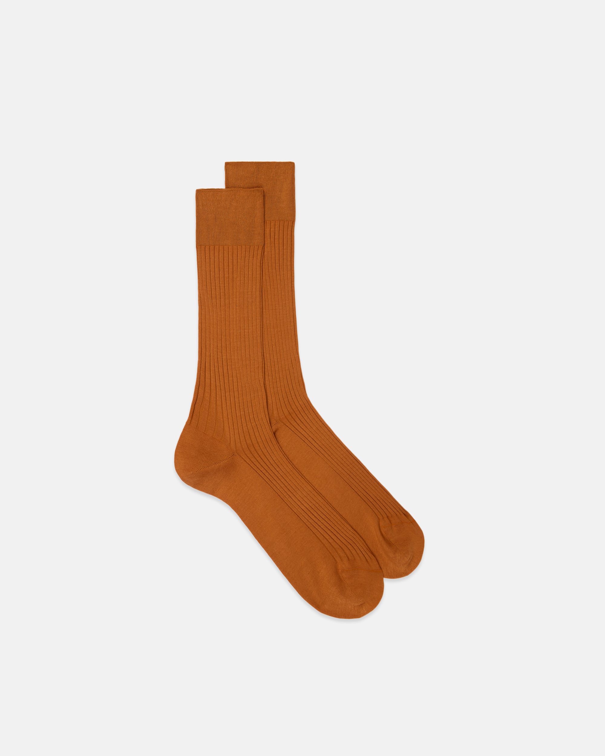 Made-in-England Orange Mid-Calf Ribbed Cotton Socks Made-in-England Orange Mid-Calf Ribbed Cotton Socks