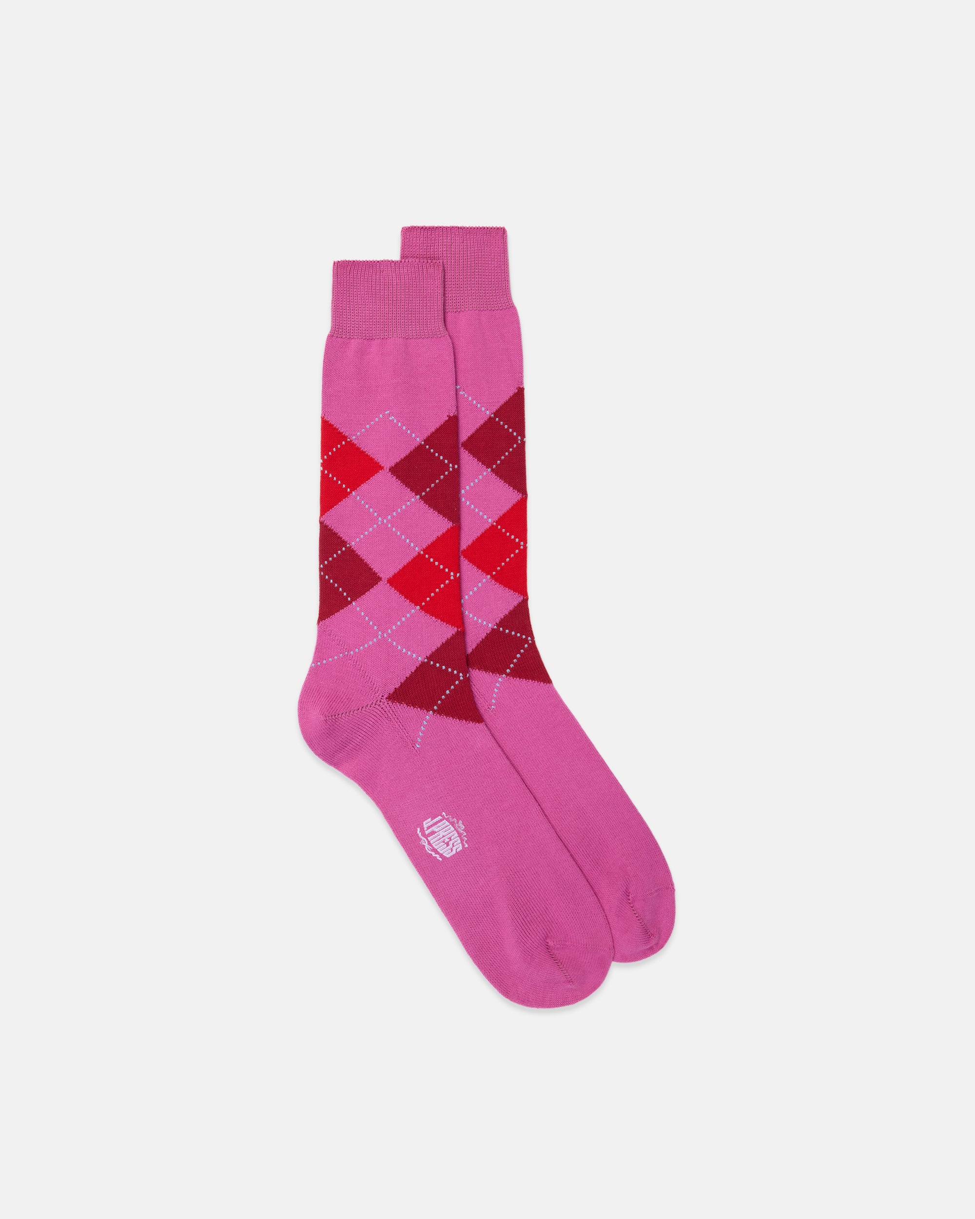 Made-in-Italy Pink Argyle Cotton Socks
