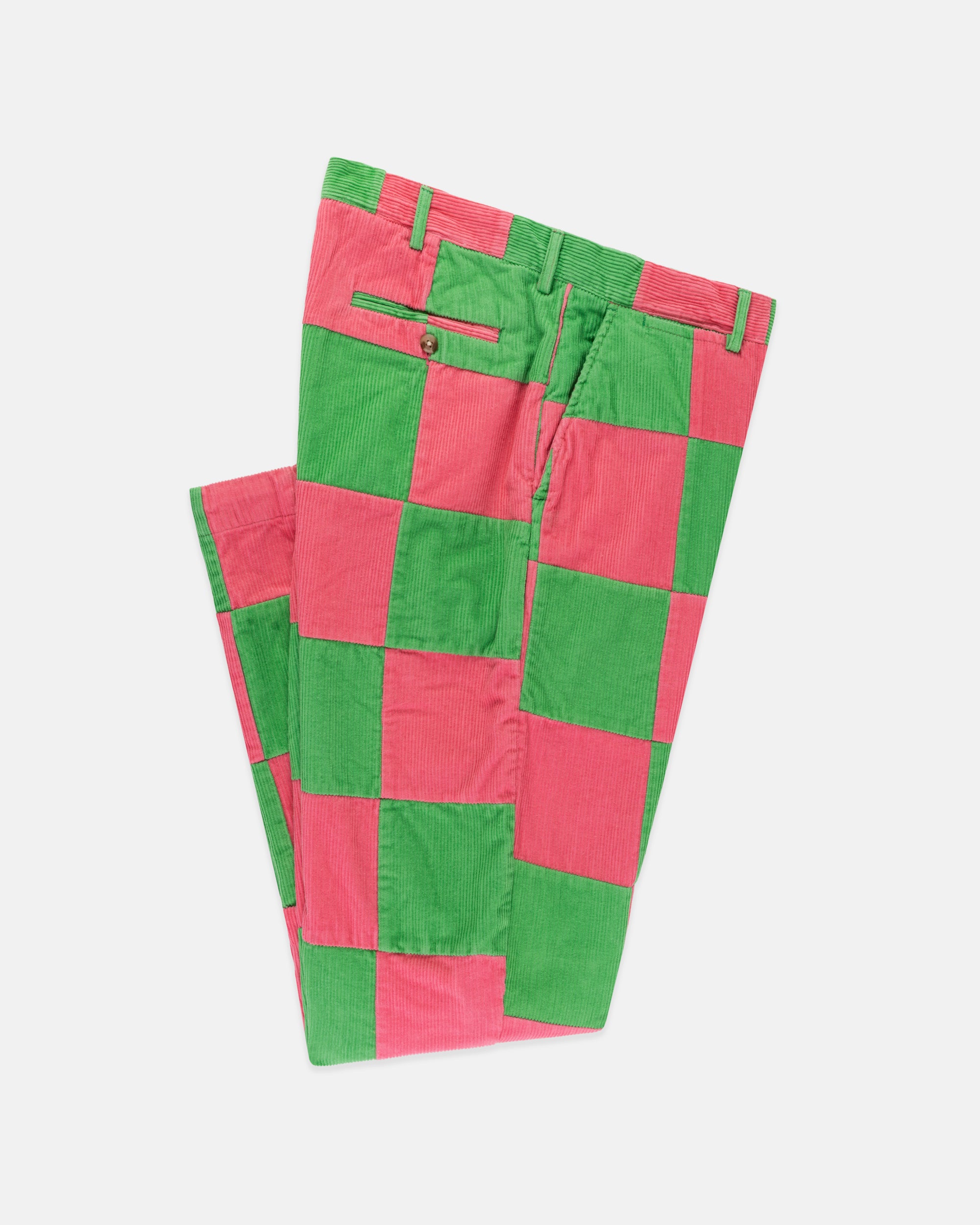 Pink & Green Patchwork Corduroy Pant