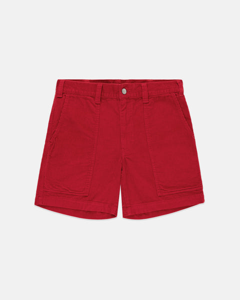 Red Wide-Wale Cotton Corduroy Shorts - Trim Fit
