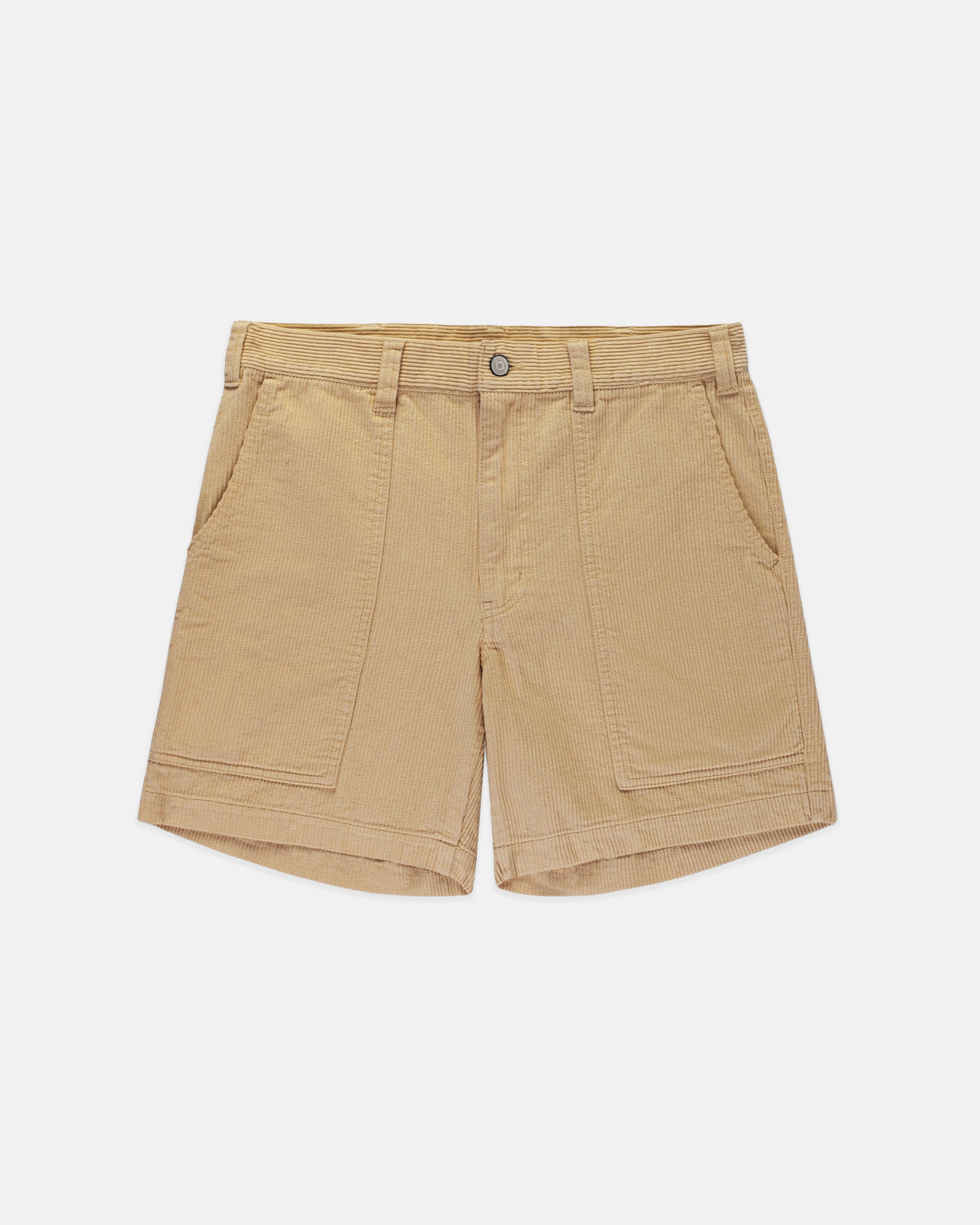 Light Khaki Wide-Wale Cotton Corduroy Shorts - Trim Fit