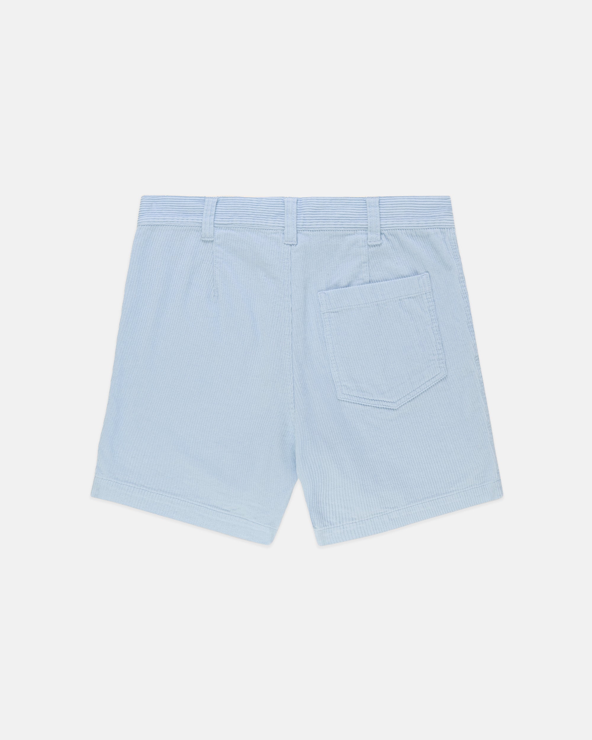 Light Blue Wide-Wale Cotton Corduroy Shorts - Trim Fit