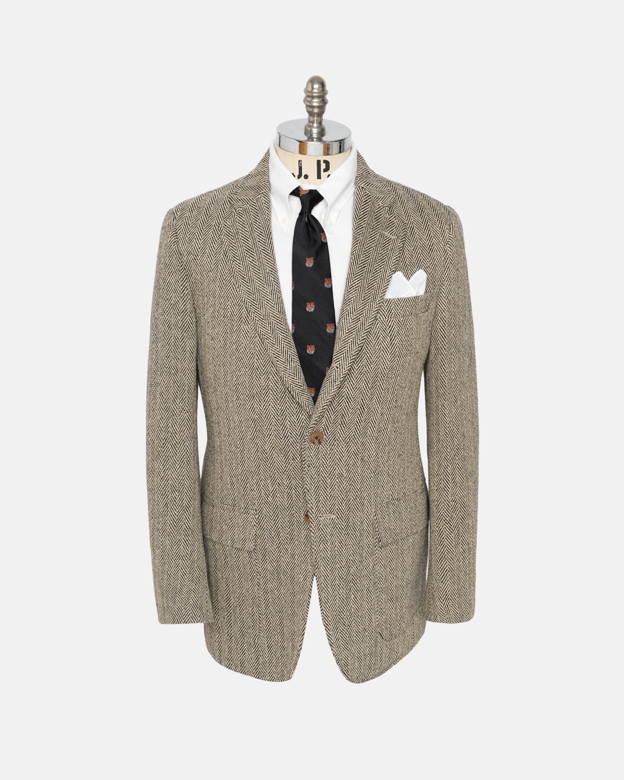 Made-in-USA Black Herringbone Cotton Sport Coat