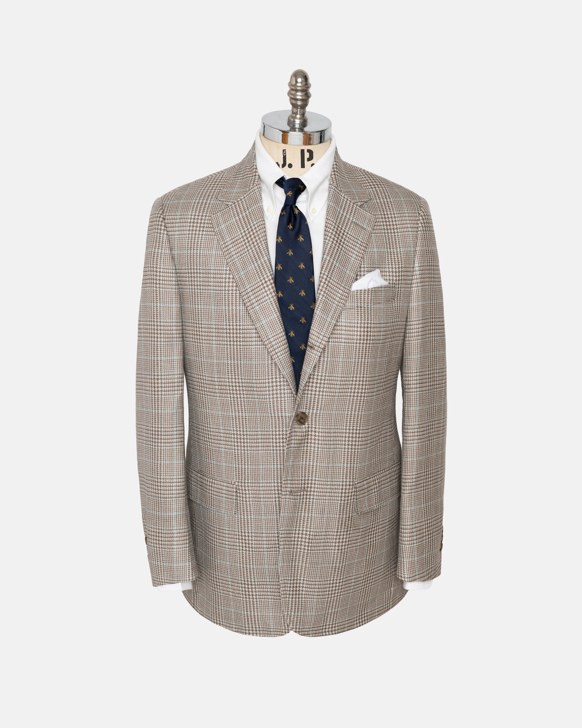 Made-in-Canada Taupe Plaid Wool-Silk Sport Coat