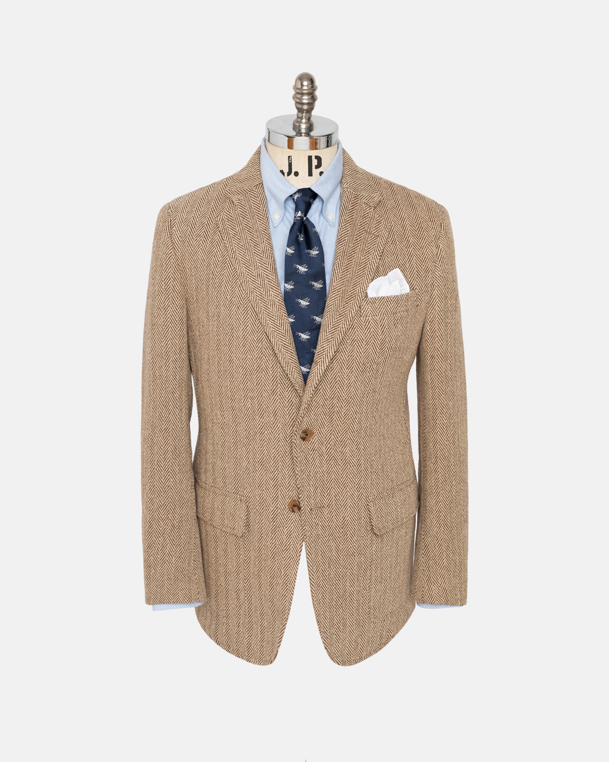 Made-in-USA Brown & Tan Herringbone Cotton Sport Coat - Custom Make