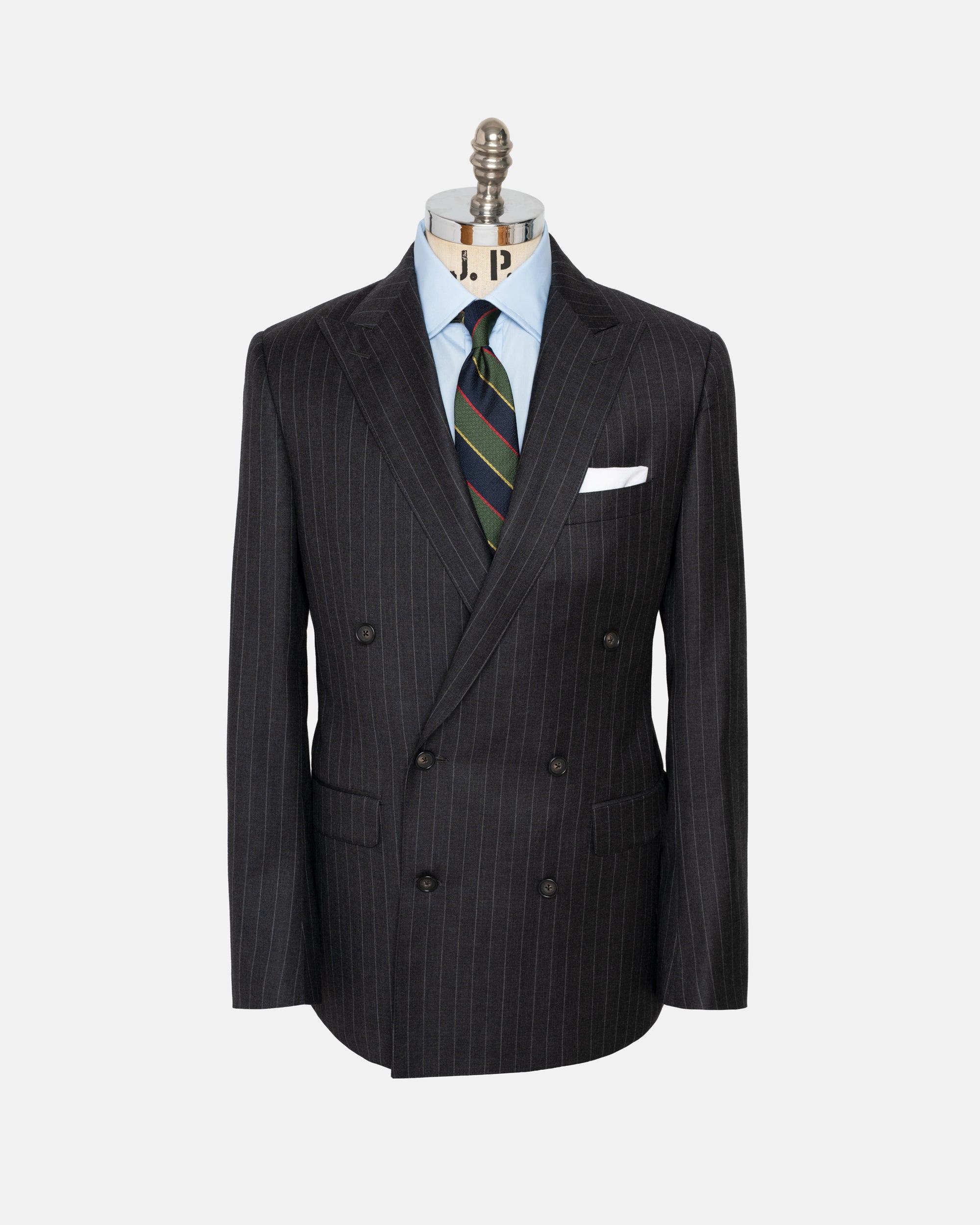 Made-in-USA Grey Chalkstripe Double-Breasted Suit