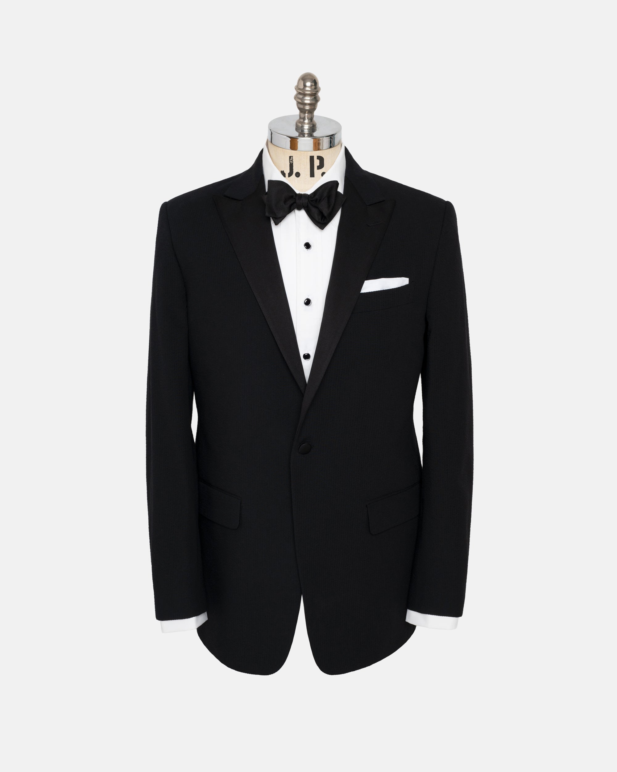 Made-in-USA Black Cotton Seersucker Tuxedo