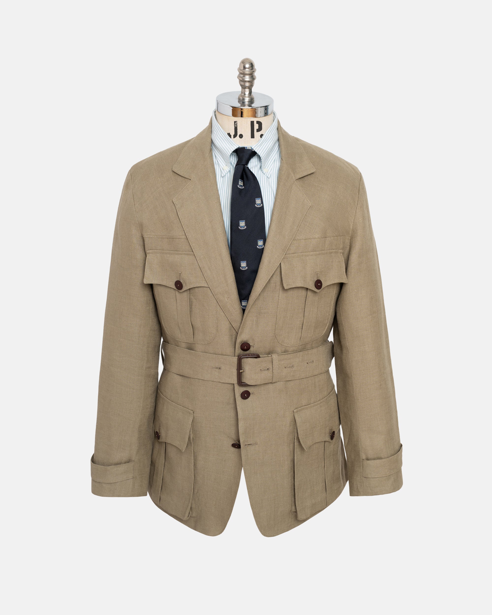 Made-in-England Taupe Linen Safari Jacket
