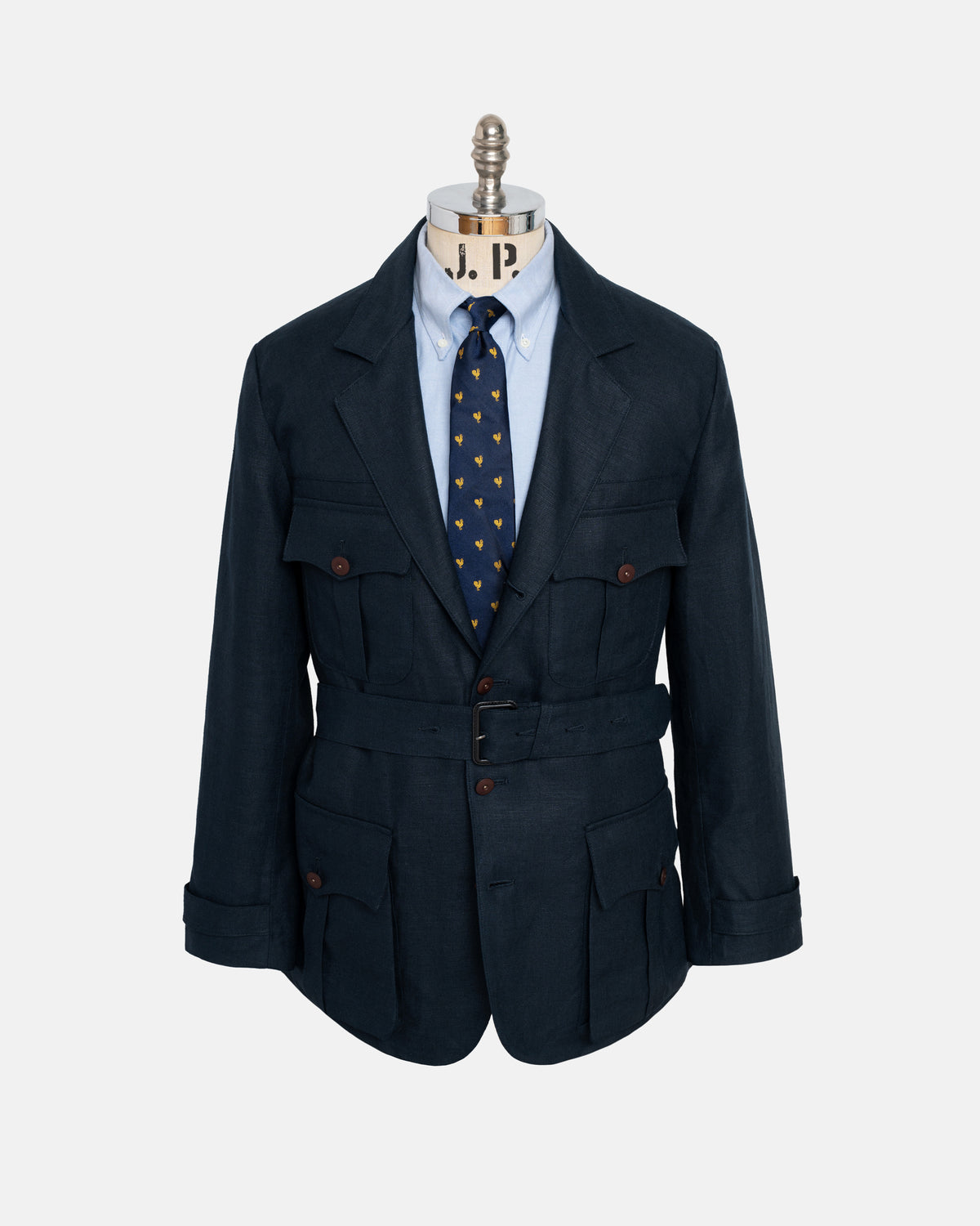 Made-in-England Navy Linen Safari Jacket