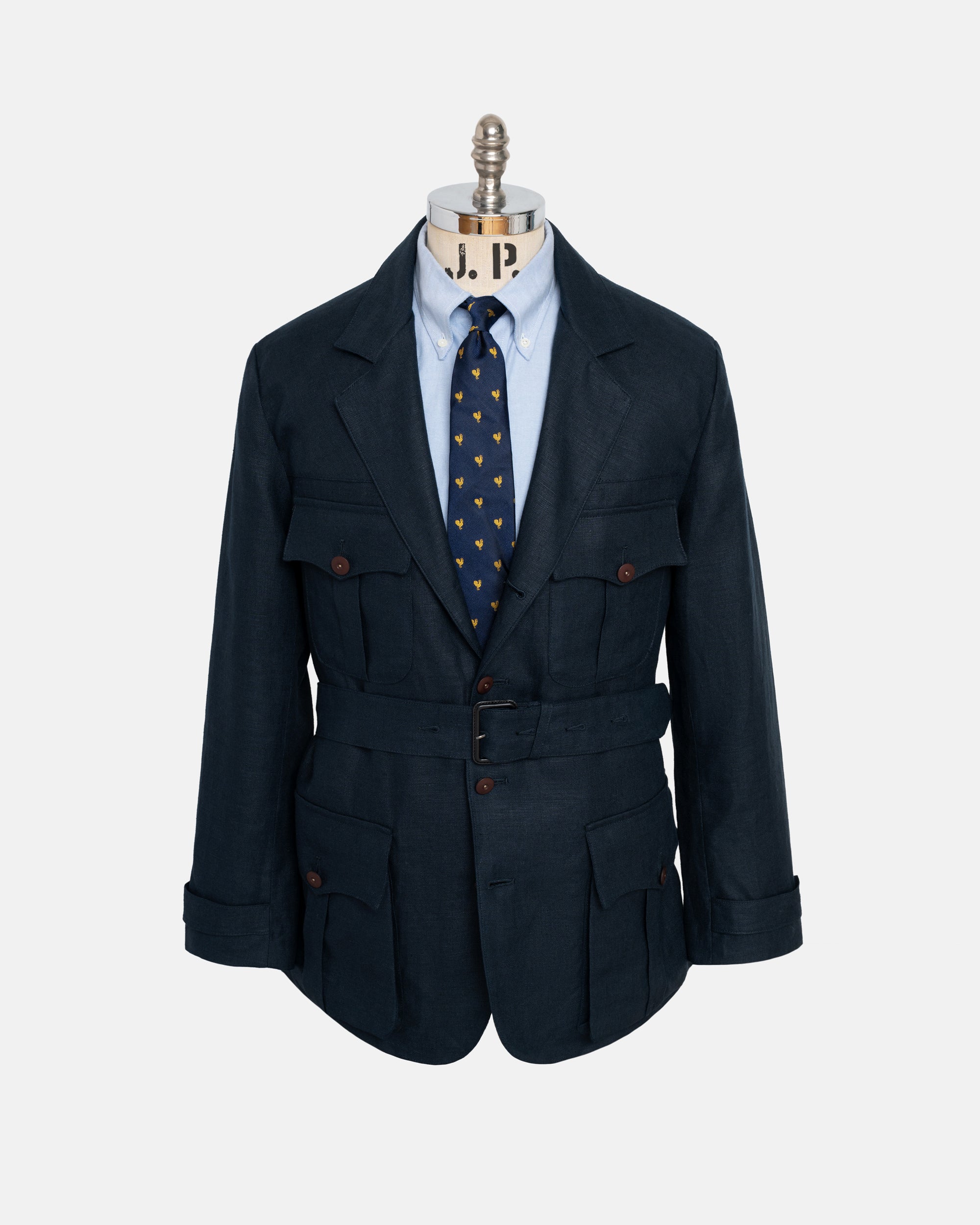 Made-in-England Navy Linen Safari Jacket
