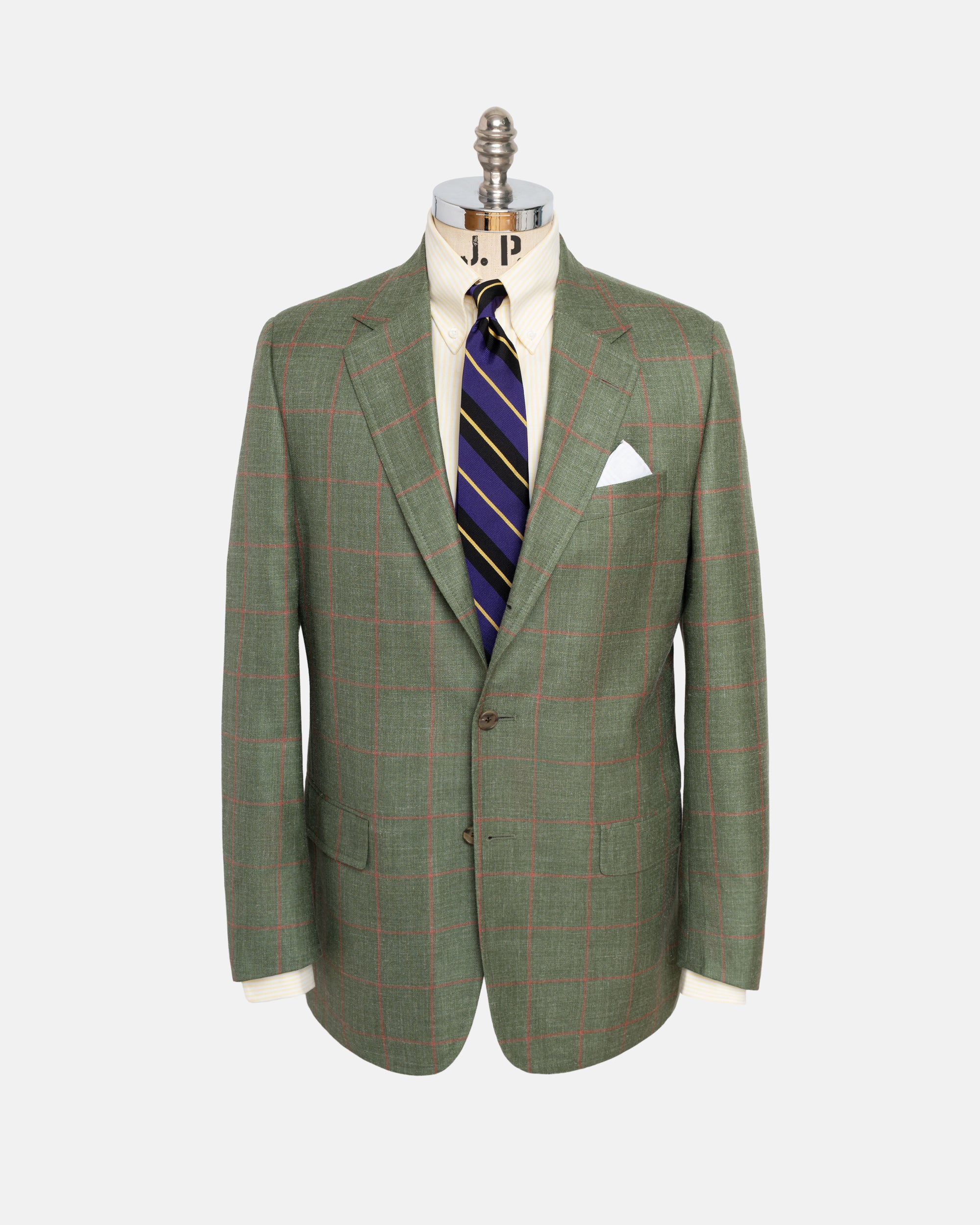 Made-in-Canada Green Windowpane Wool-Silk Sport Coat