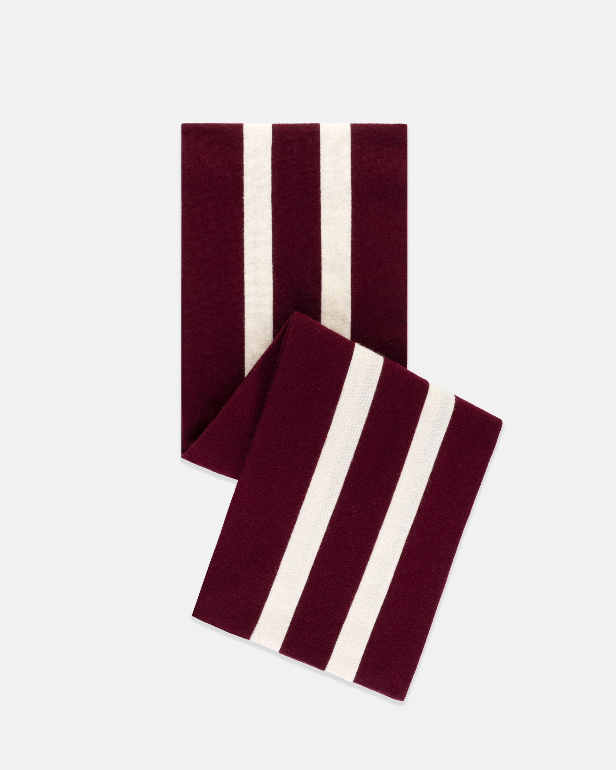 Made-in-England Crimson & Double White Wool Schoolboy Muffler