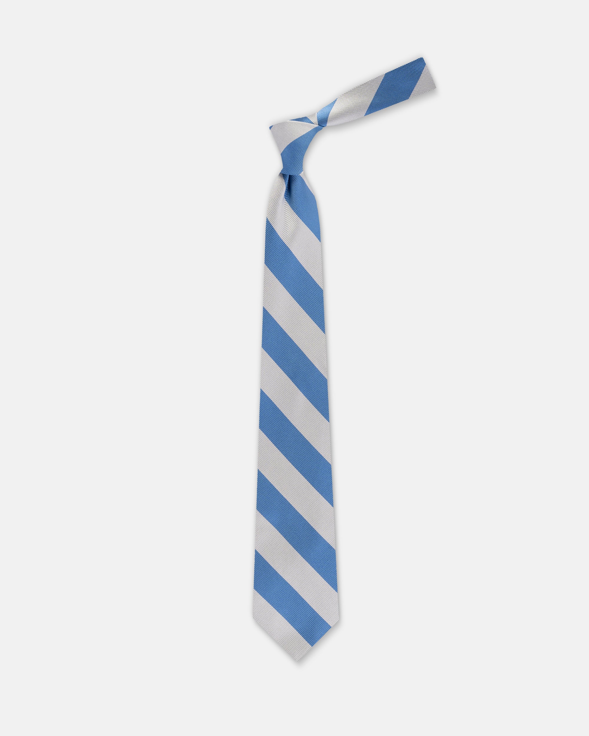 Made-in-USA Light Blue & Silver Guard Stripe Silk Repp Tie