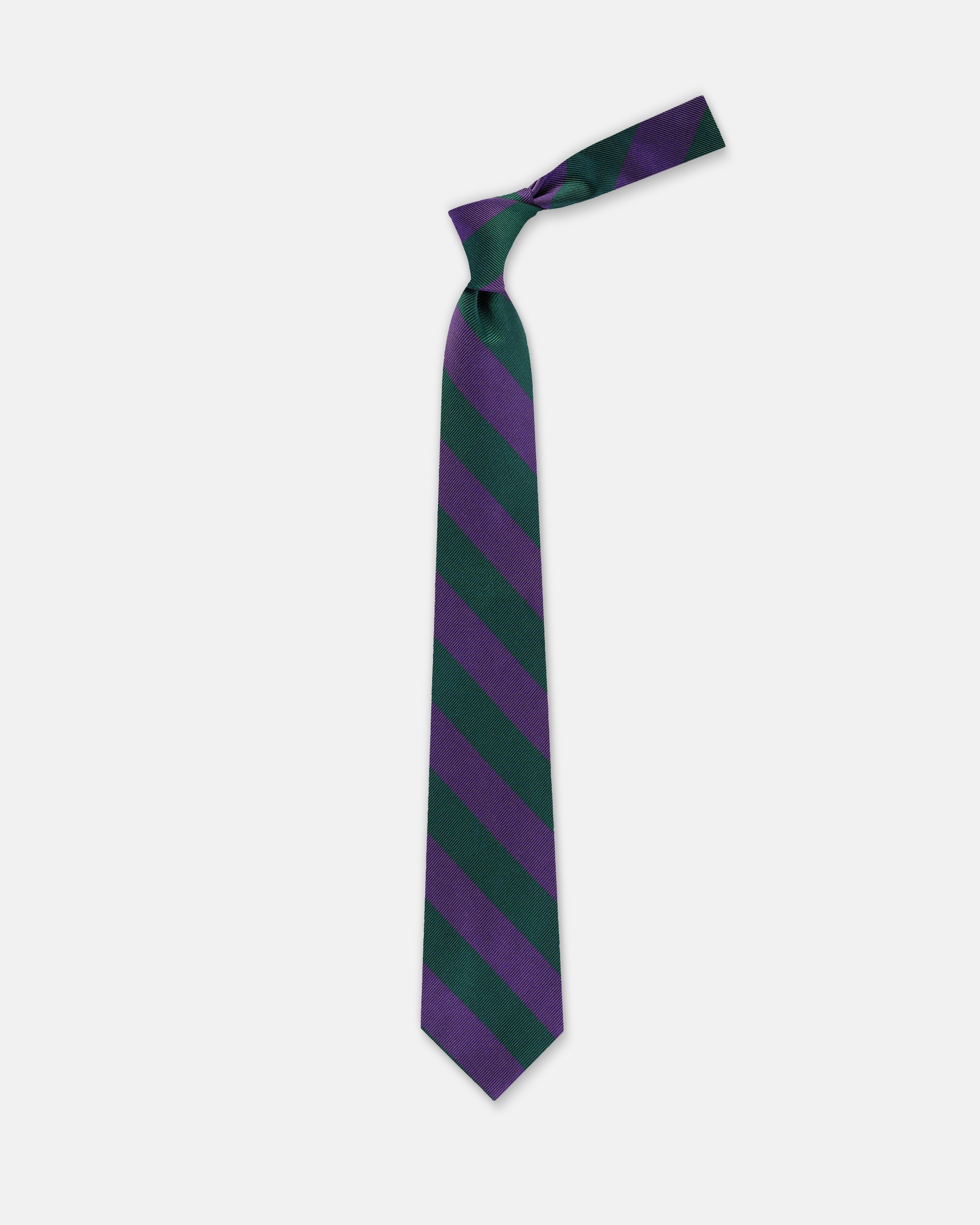 Made-in-USA Dark Green & Purple Guard Stripe Silk Repp Tie