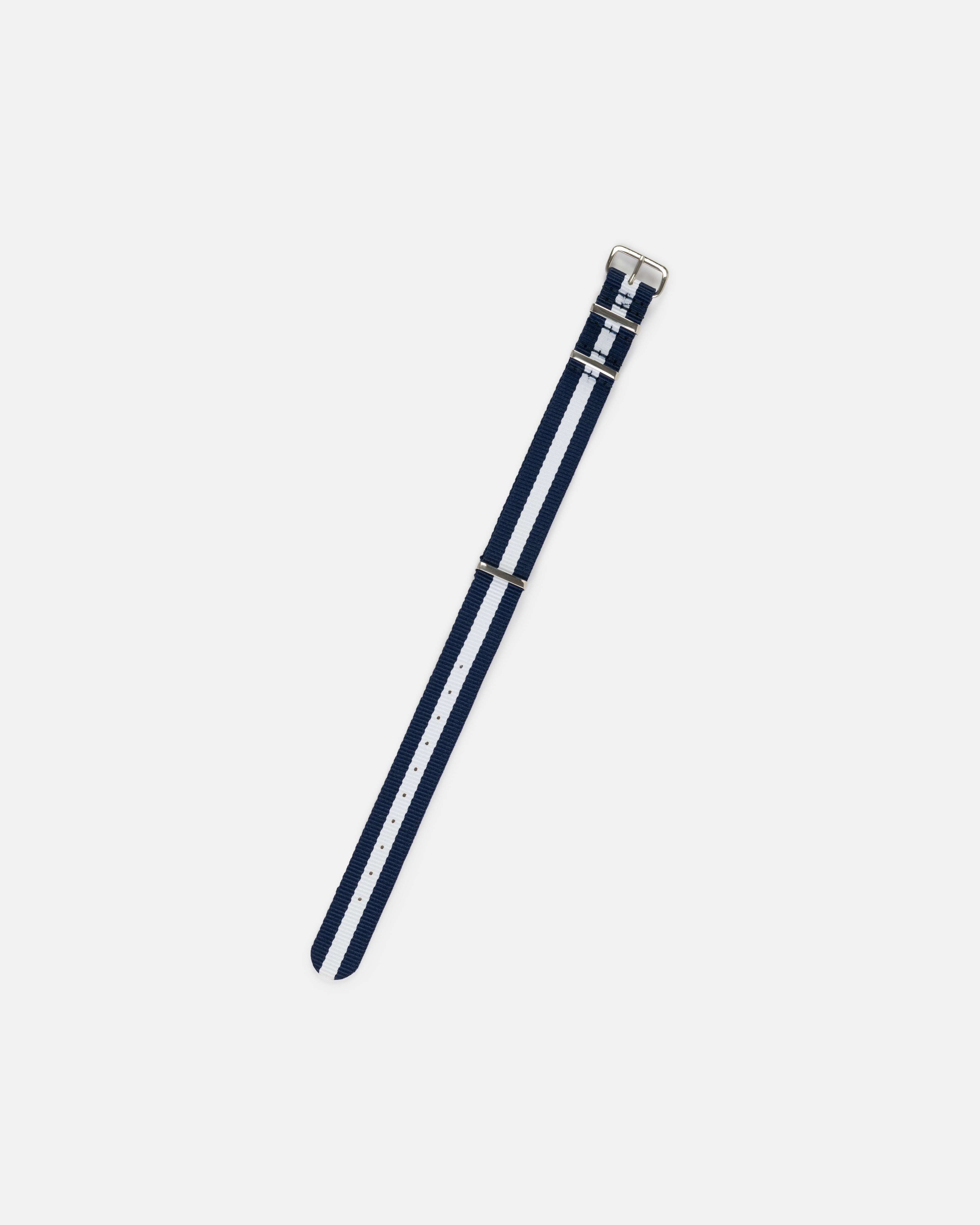 Navy & White Stripe Nylon Watch Strap