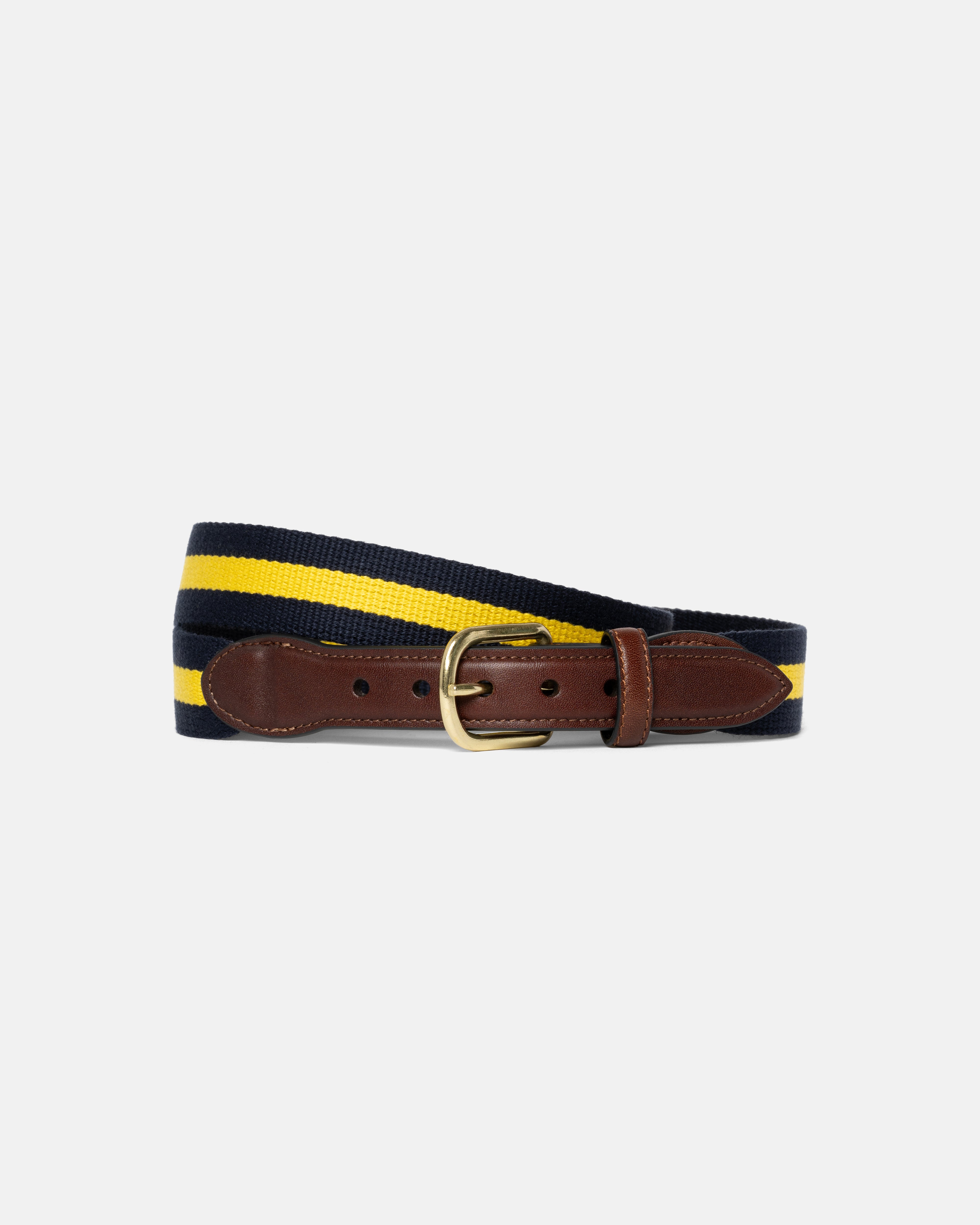 Made-in-USA Navy & Yellow Striped Surcingle Belt