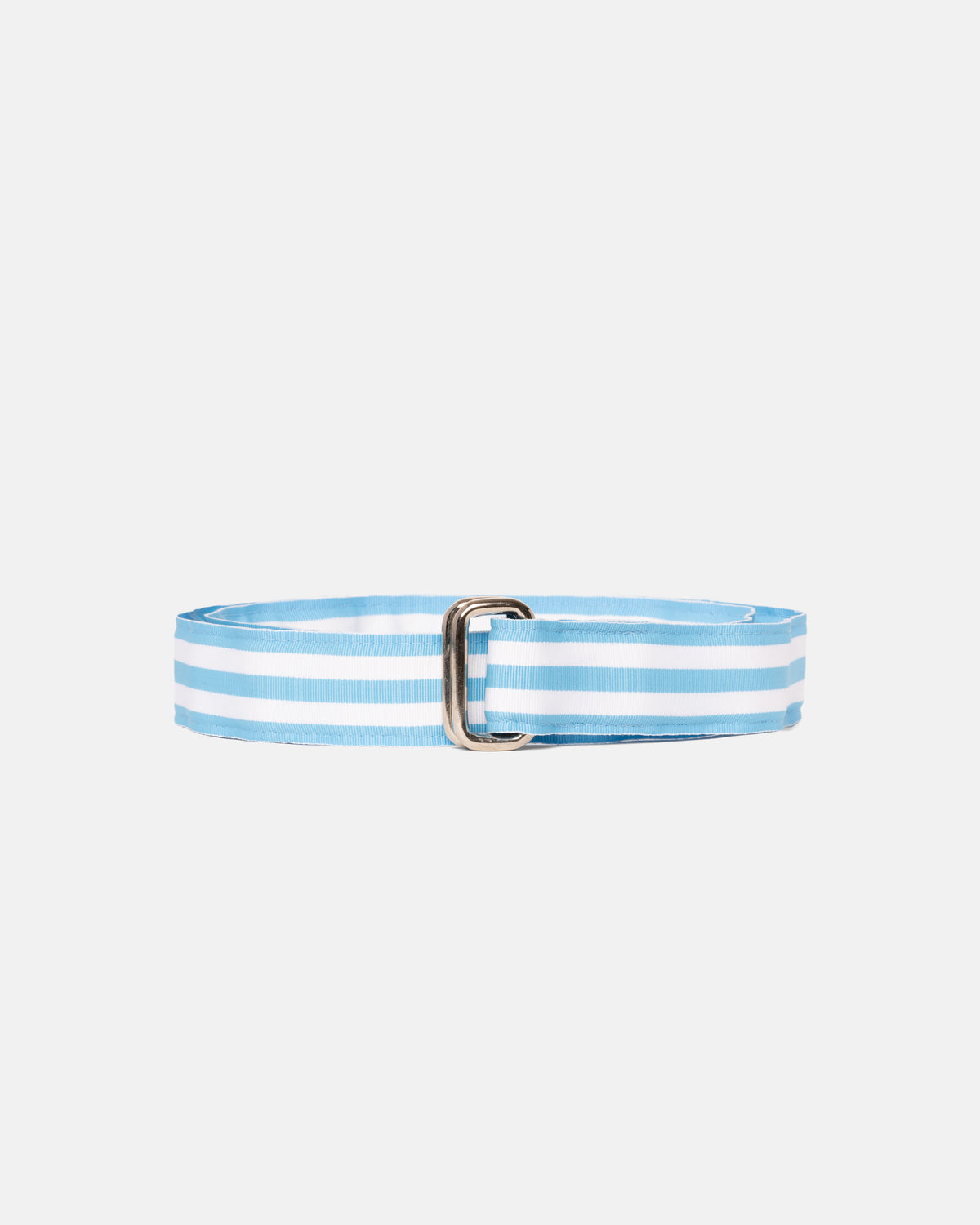 Made-in-USA Light Blue & White Stripe Grosgrain Ribbon Belt display picture 1