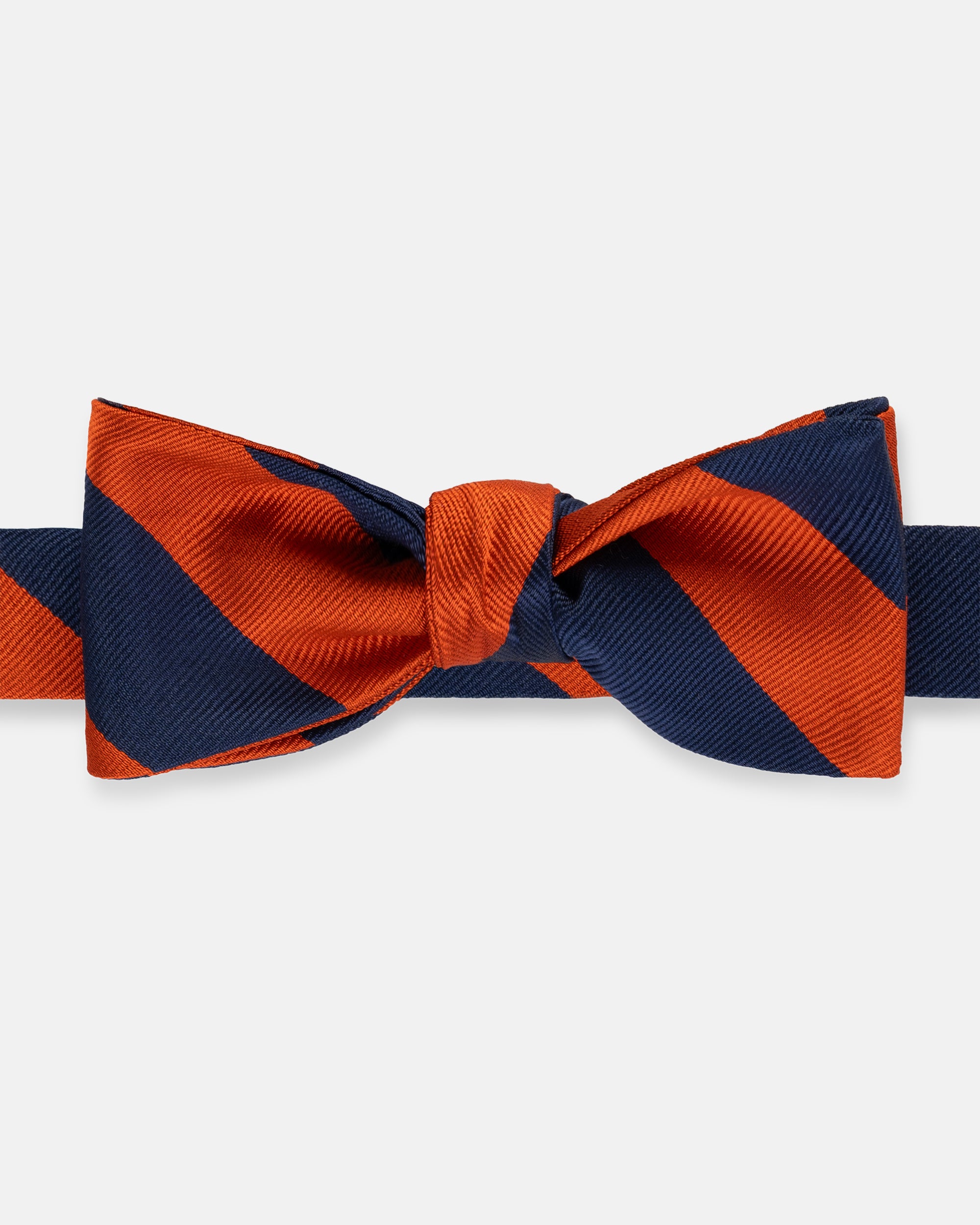 Made-in-USA Navy & Orange Guard Stripe Silk Repp Bow Tie
