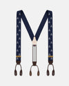 Made-in-England Navy Skull & Bones Jacquard Ribbon Braces