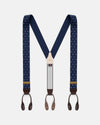 Made-in-England Navy Polka Dot Jacquard Ribbon Braces