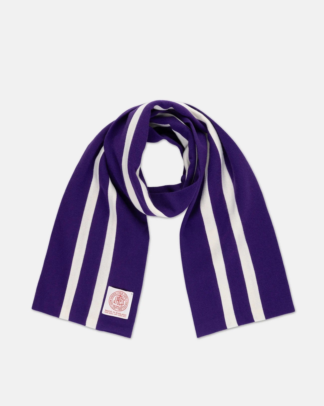 Made-in-England Purple & White Wool Schoolboy Muffler
